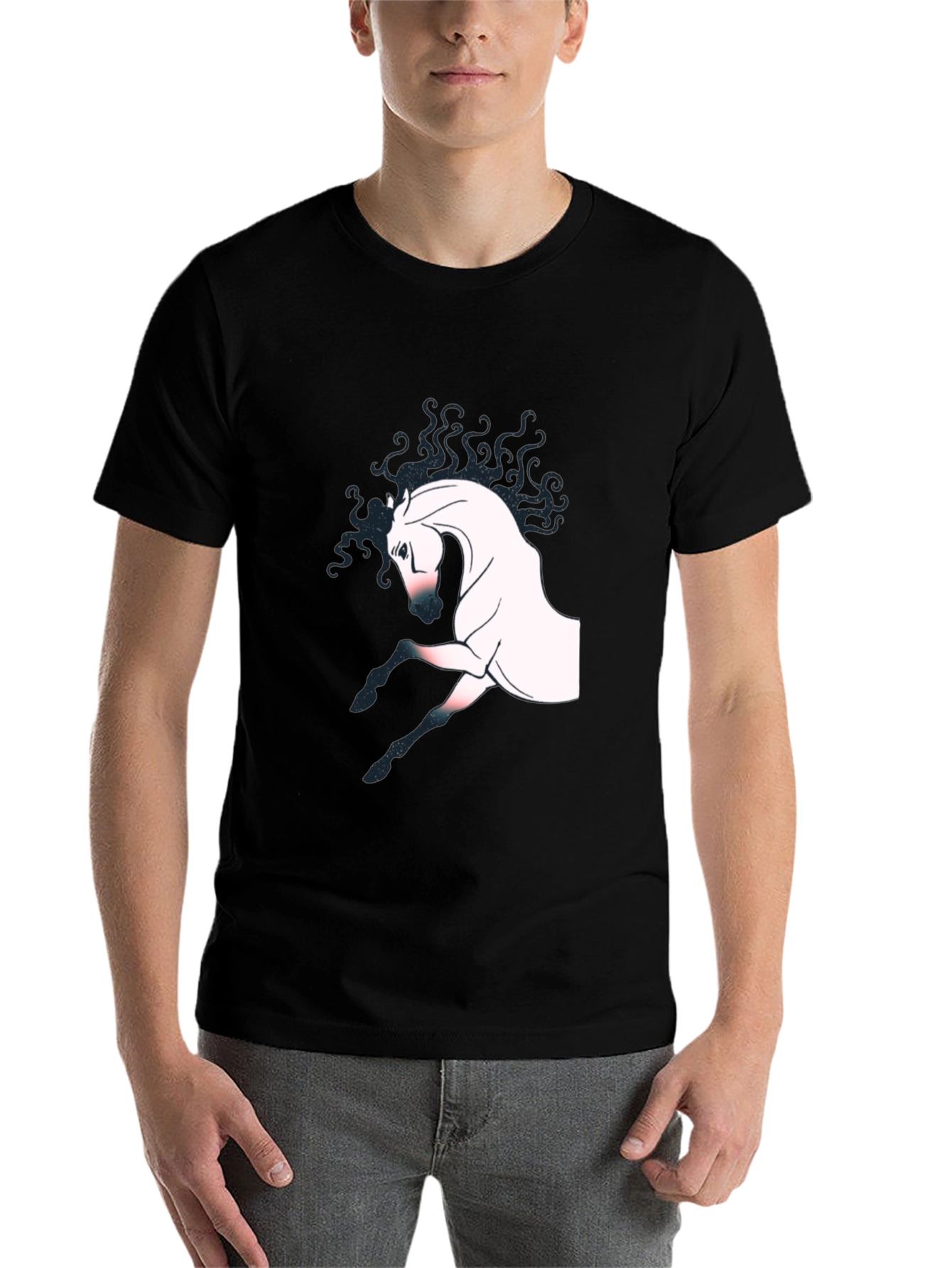 Black Black Horse Graphic Tee - Stylish Men's T-Shirt view 7
