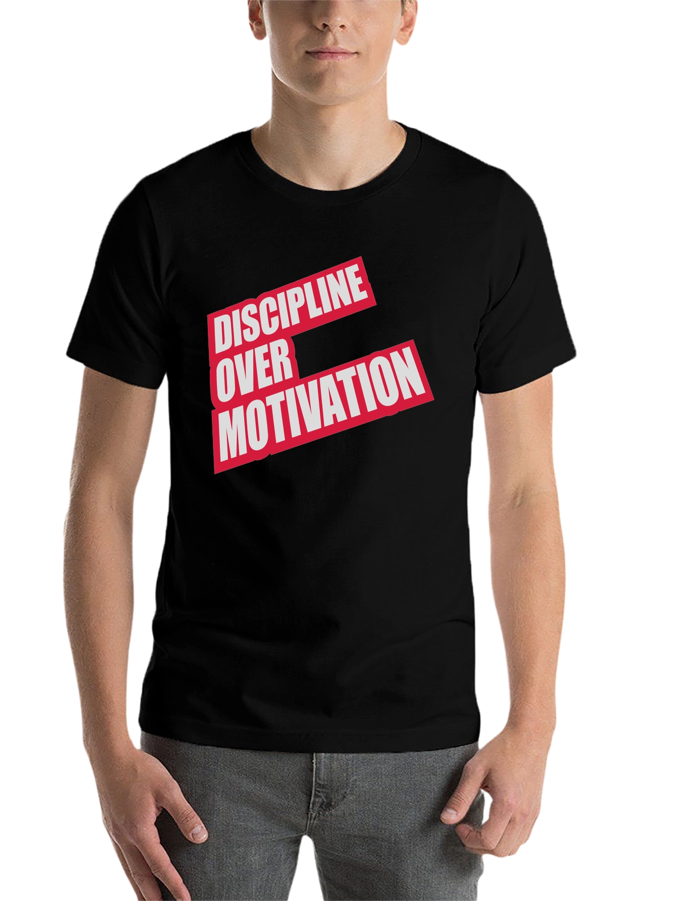 Black Discipline Over Motivation T-Shirt - Black view 7