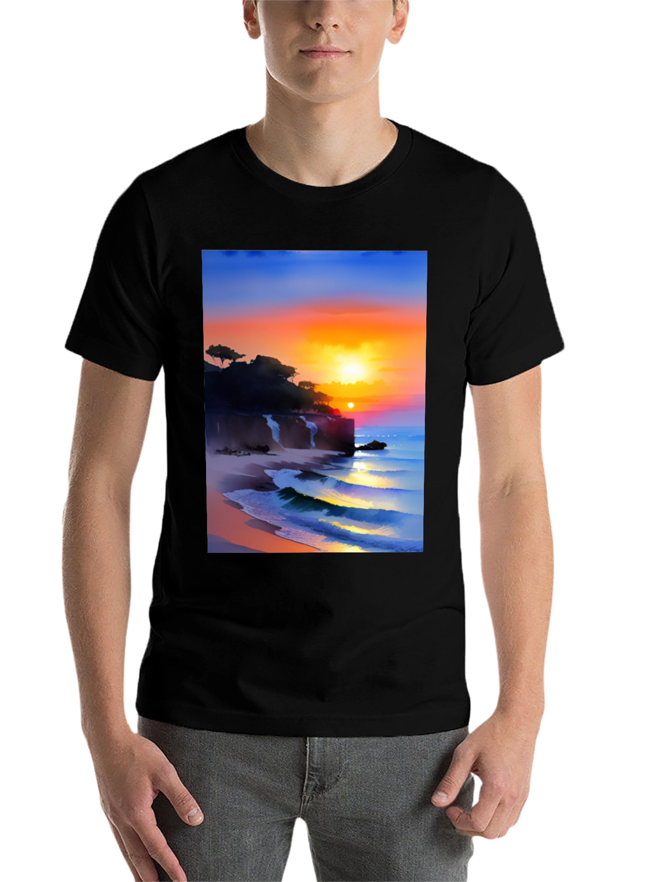 Black Sunset Beach Graphic Tee view 7