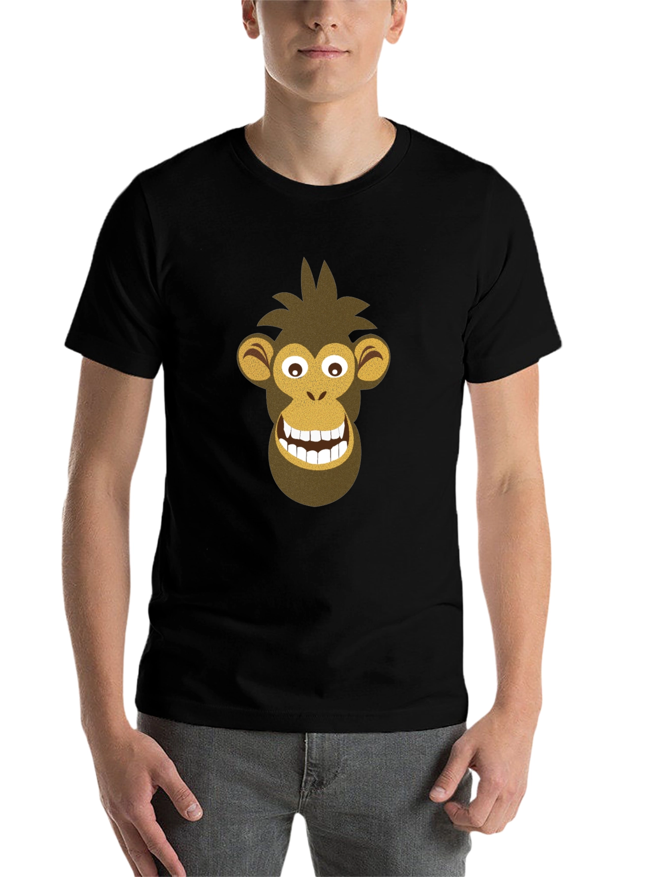 Black Funny Monkey Graphic Tee - Black Cotton Shirt view 7