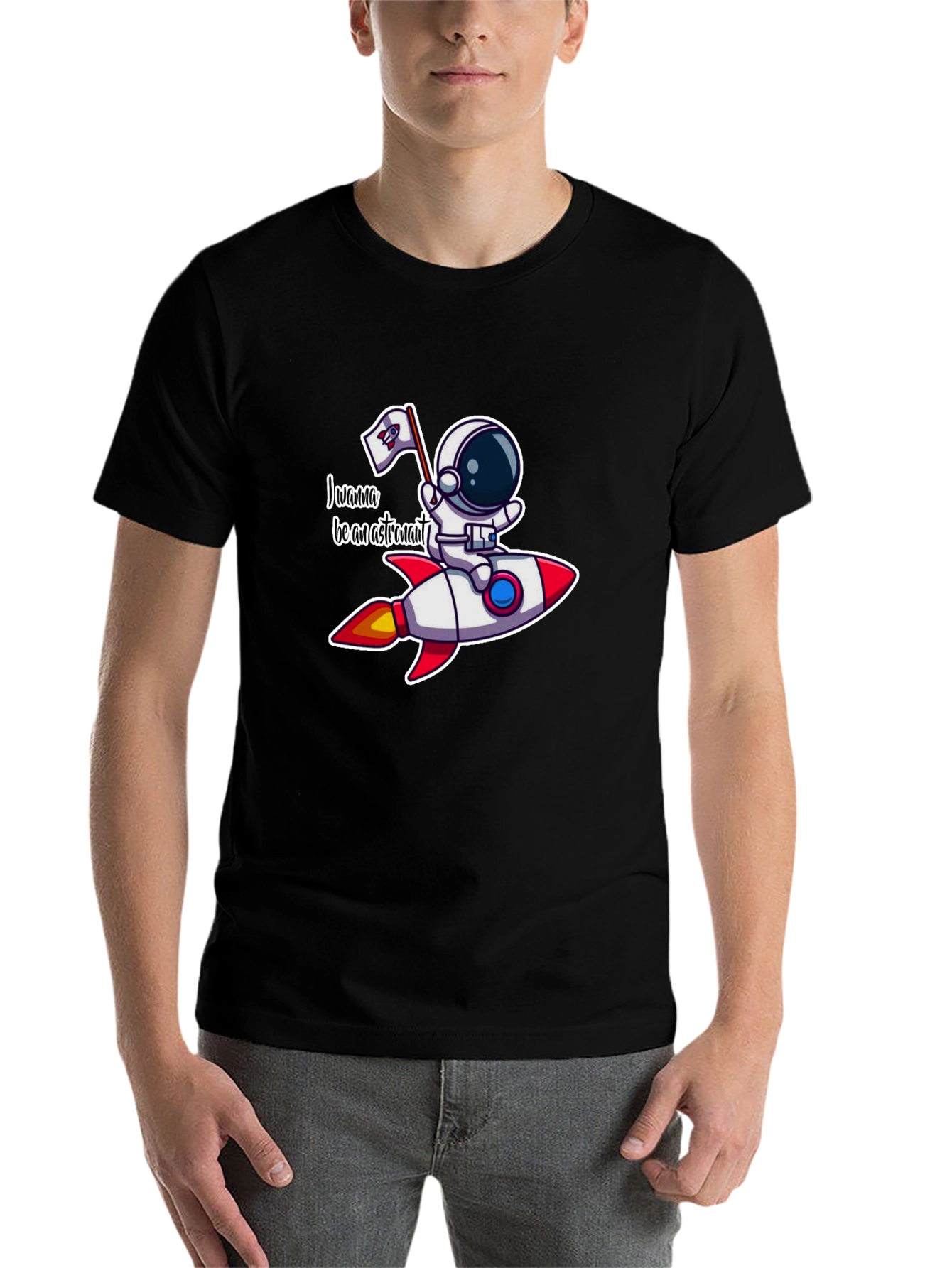 Black Astronaut Rocket T-Shirt - Space Adventure Tee view 7