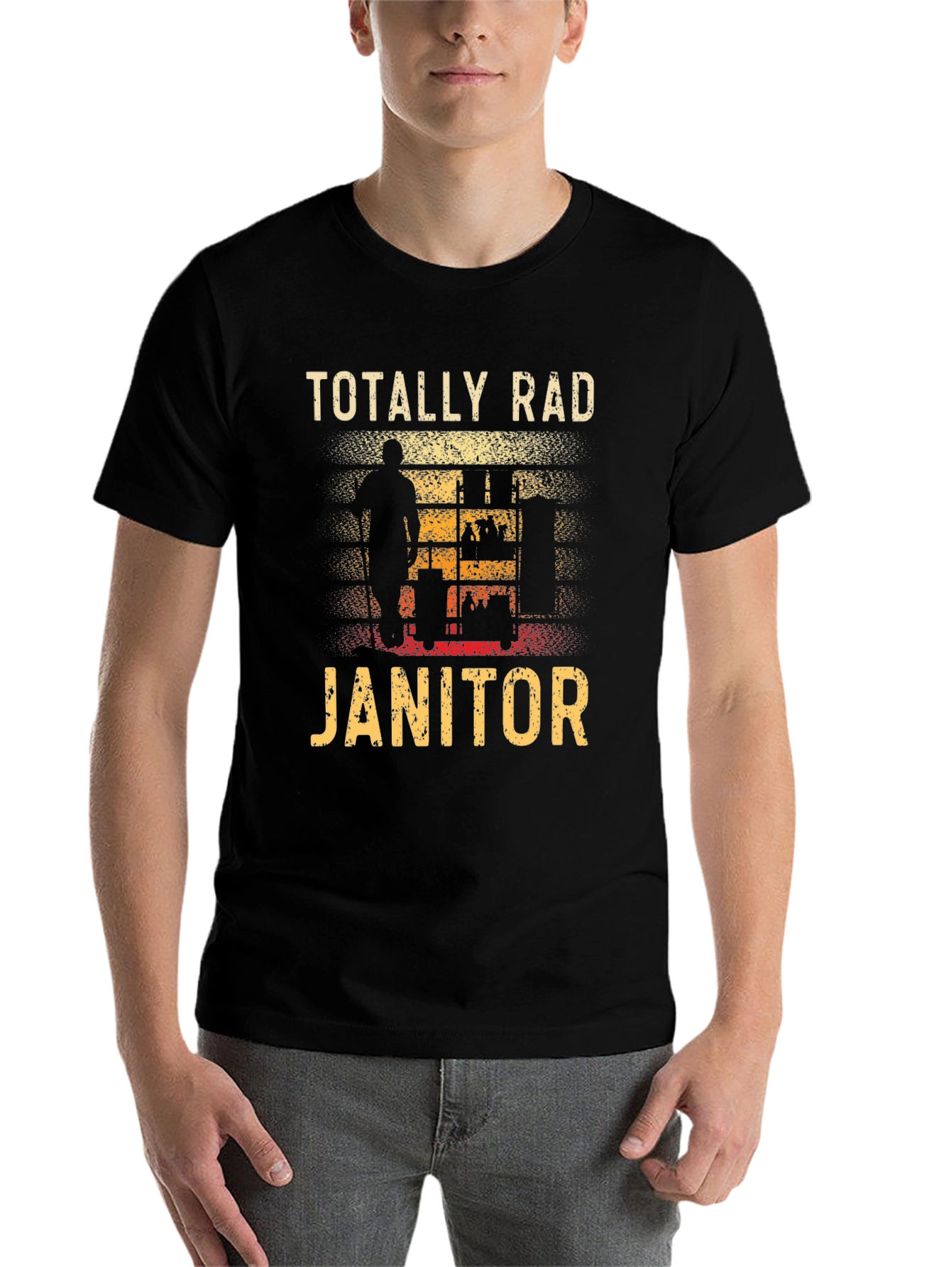 Black Totally Rad Janitor Graphic T-Shirt view 7
