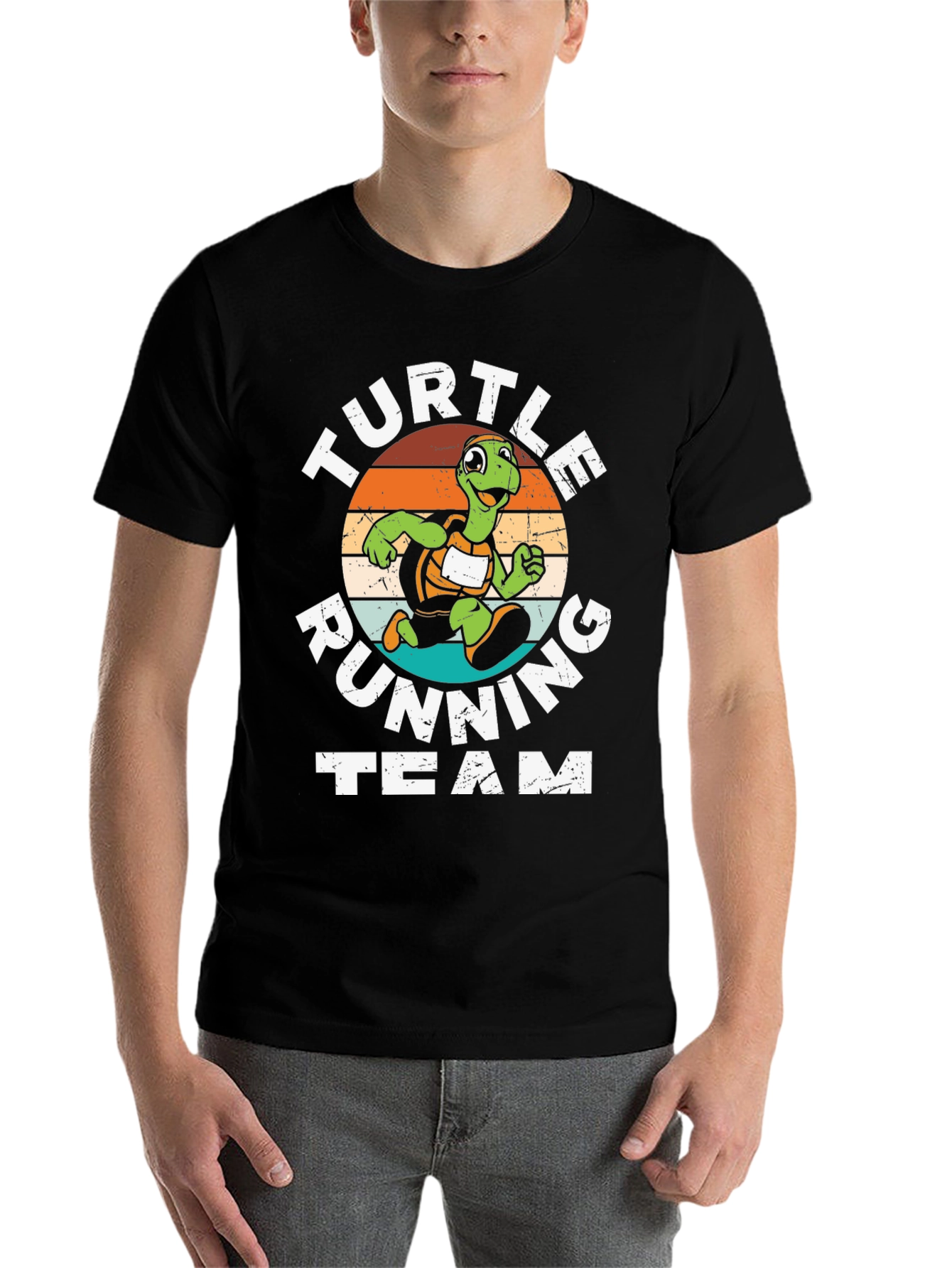 Black Turtle Running Team Graphic Tee - Black Cotton Blend view 7