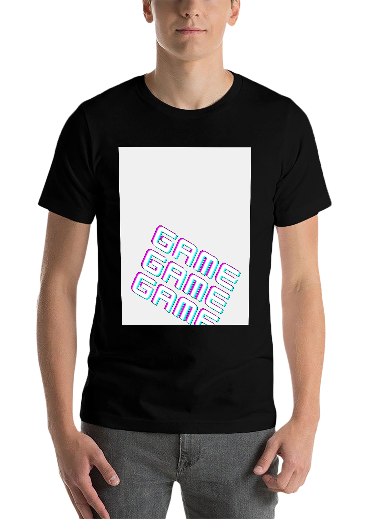 Black Retro Game Graphic T-Shirt - Black view 7