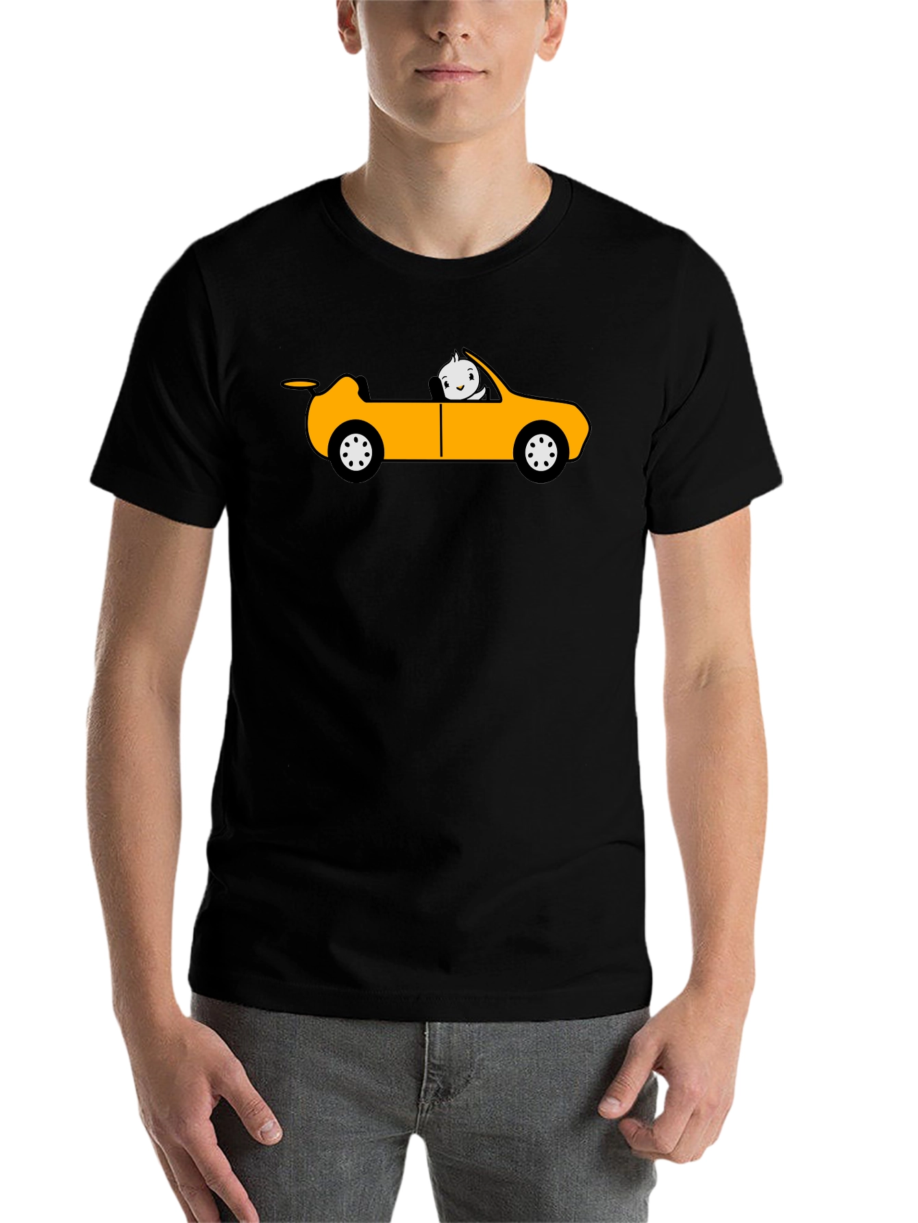 Black Cartoon Car T-Shirt - Unique Graphic Tee view 7