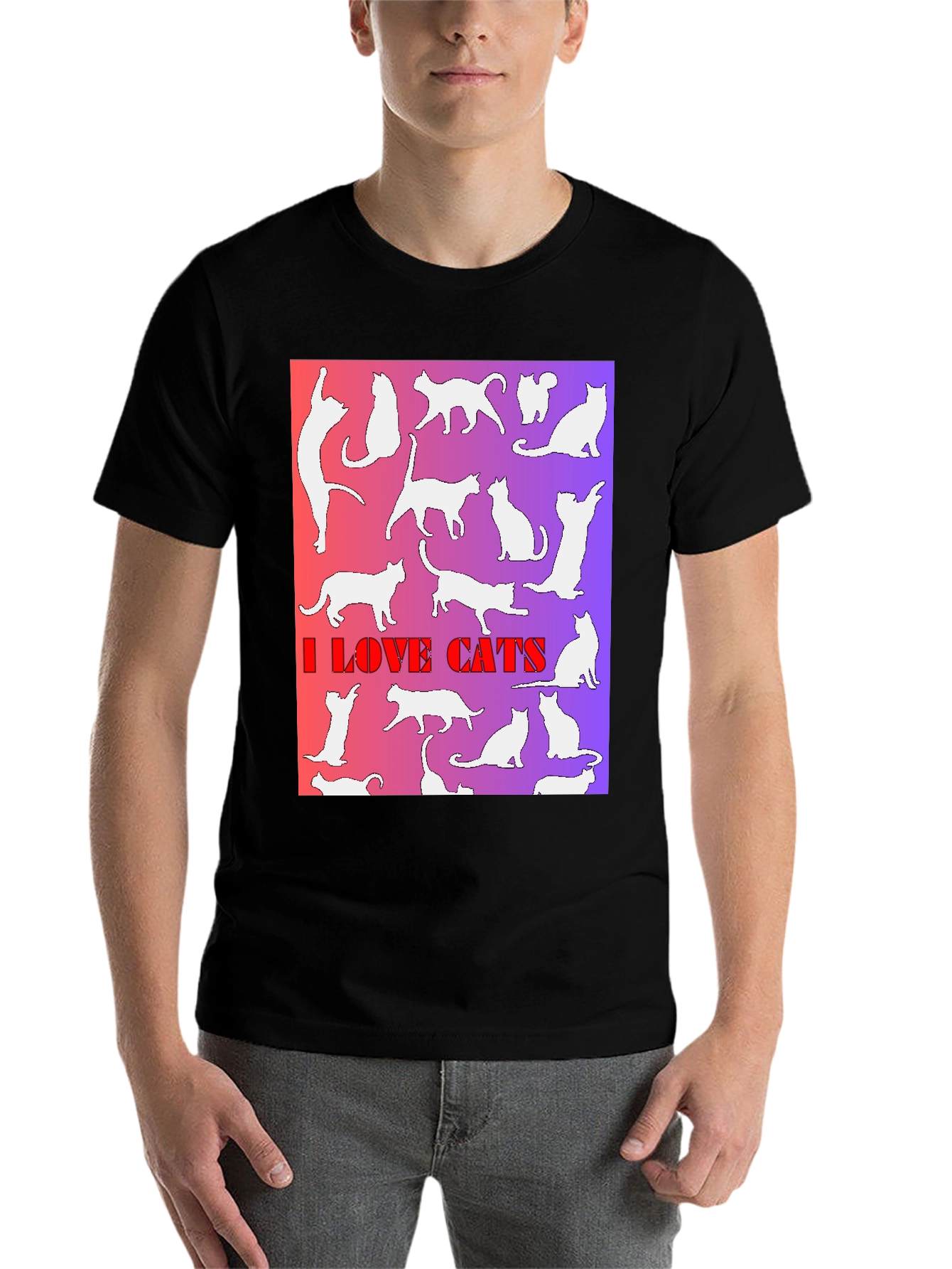 Black I Love Cats T-Shirt view 7