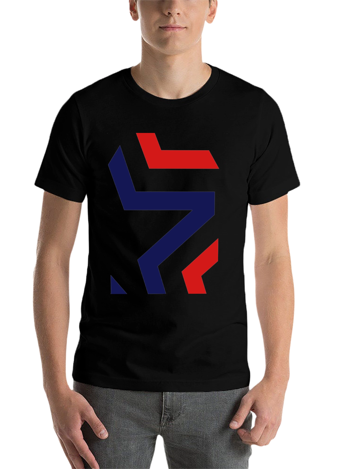 Black Modern Geometric Graphic Tee - Stylish Black T-Shirt view 7