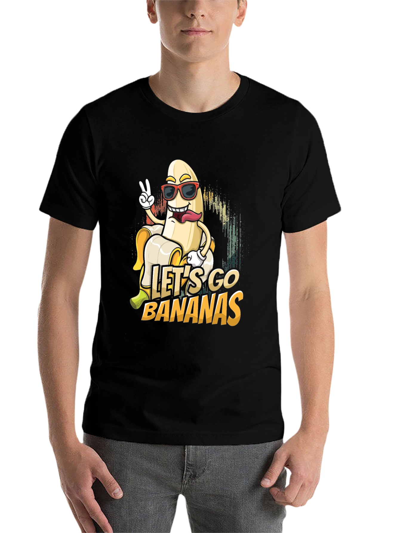Black Let's Go Bananas Graphic Tee - Unisex Cotton T-Shirt view 7