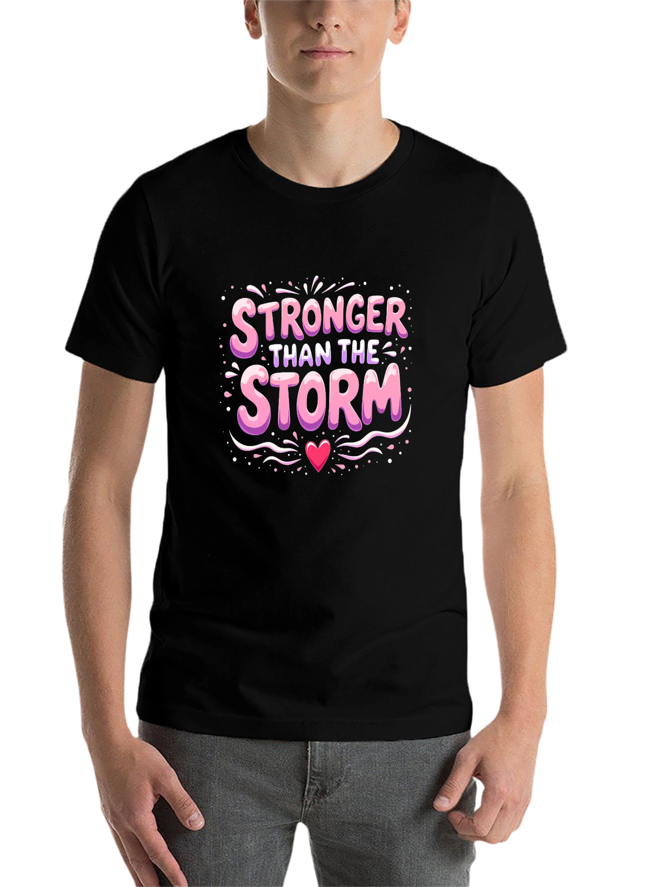 Black Stronger Than The Storm T-Shirt view 7
