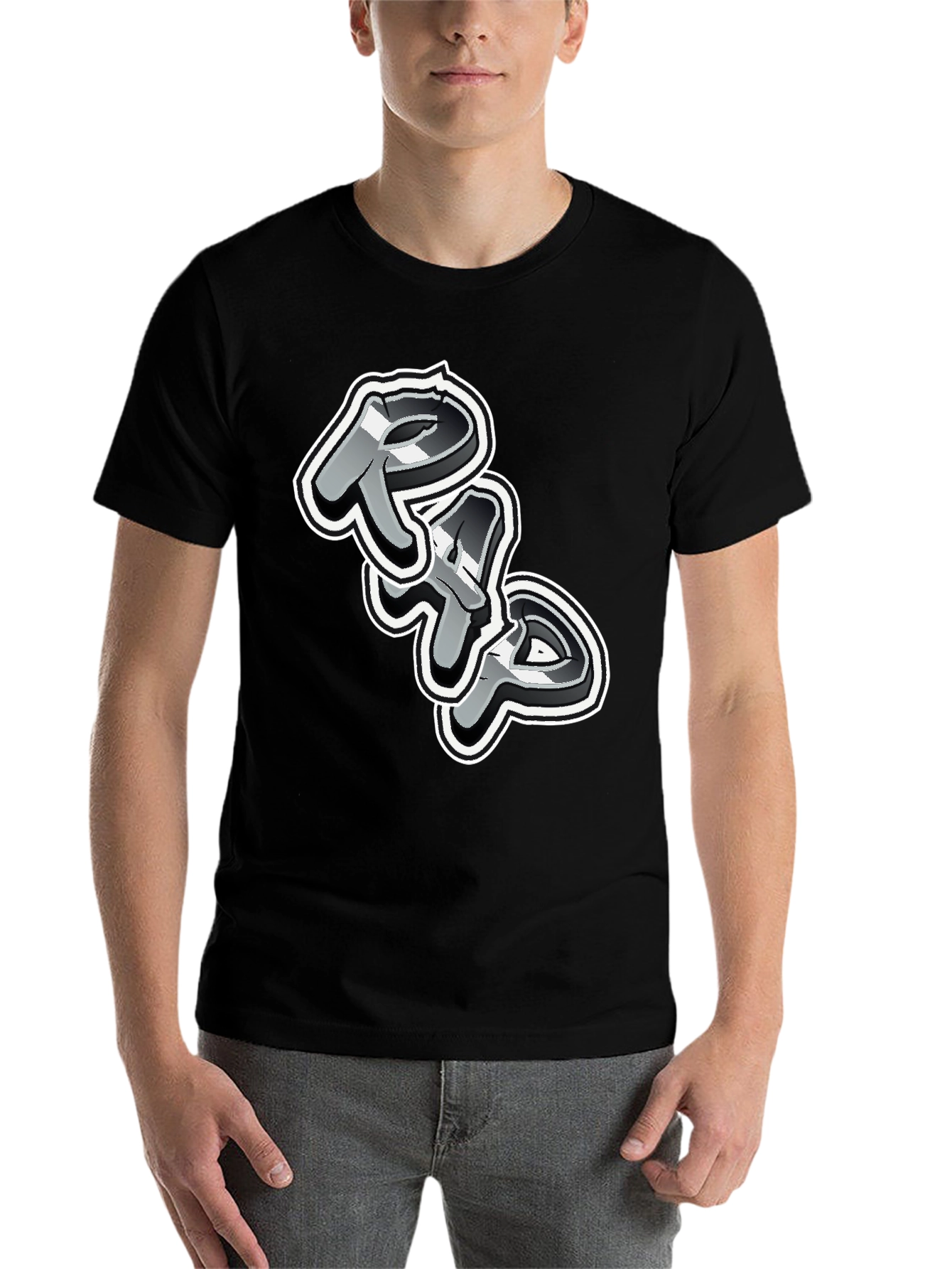 Black Cool Graphic Print Black T-Shirt view 7