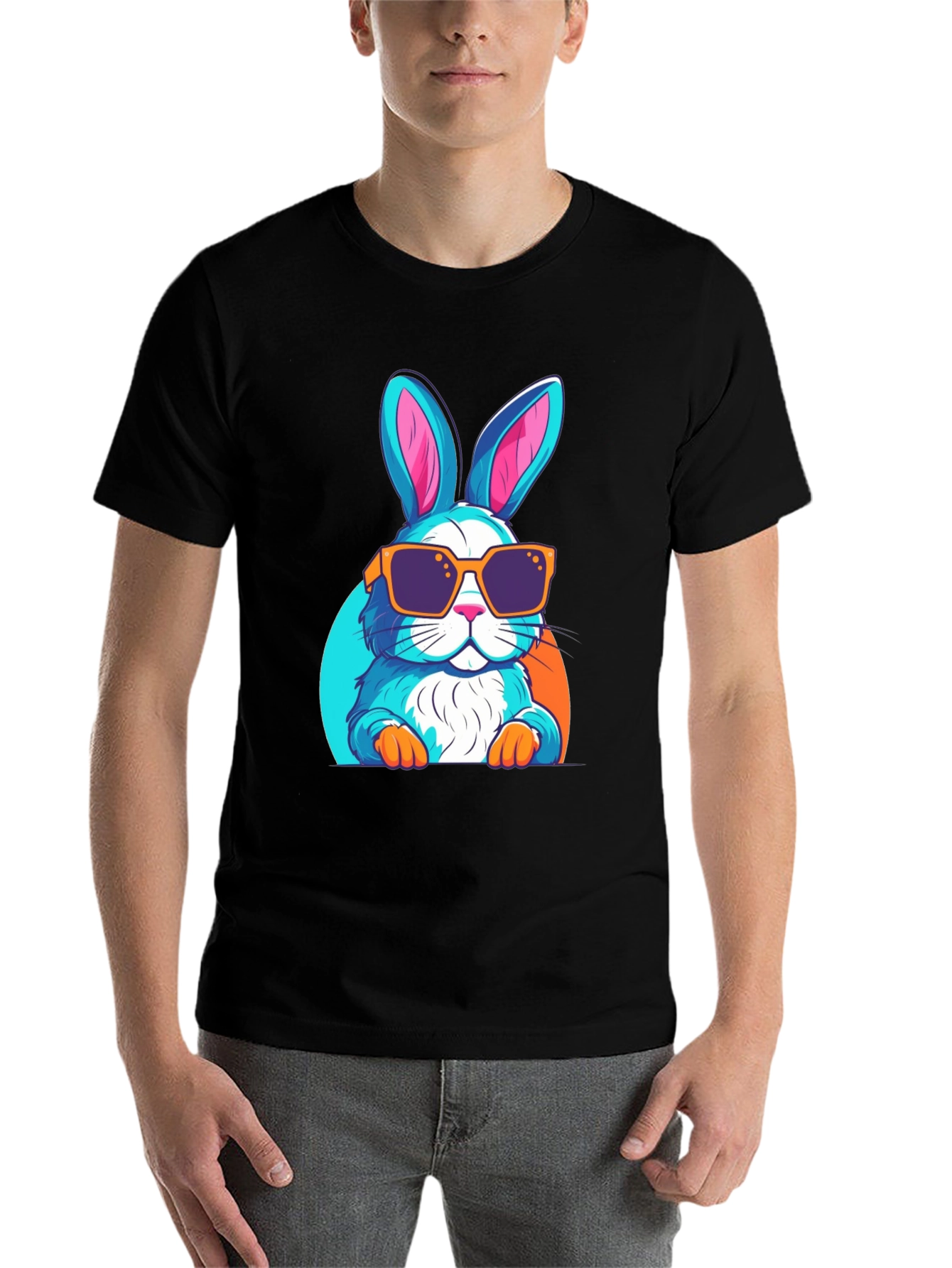 Black Cool Rabbit Graphic T-Shirt view 7