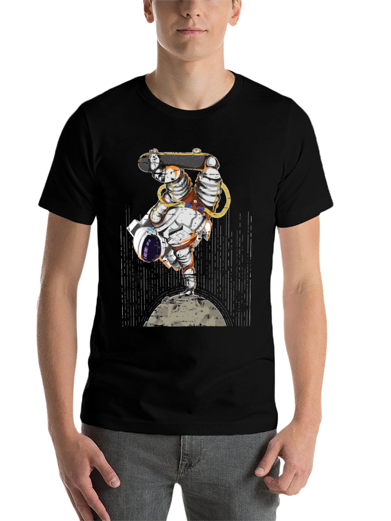Black Astronaut Skateboarder Graphic Tee view 7