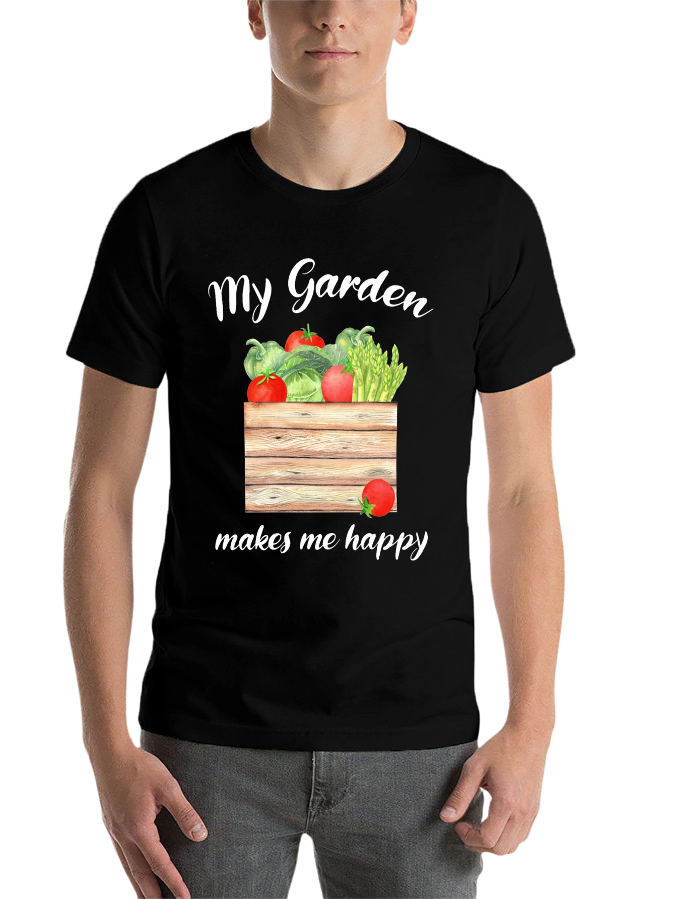 Black My Garden Makes Me Happy T-Shirt view 7