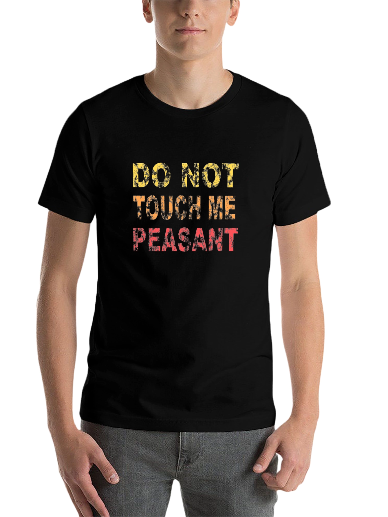 Black Do Not Touch Me Peasant Funny Graphic T-Shirt view 7