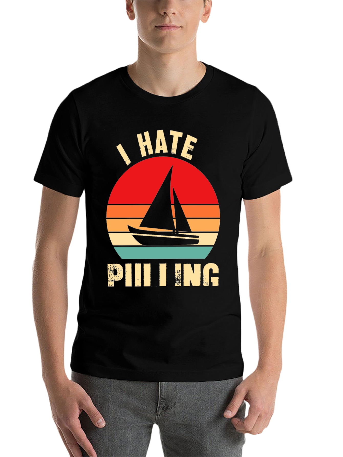 Black I Hate Sailing T-Shirt - Funny Nautical Tee view 7