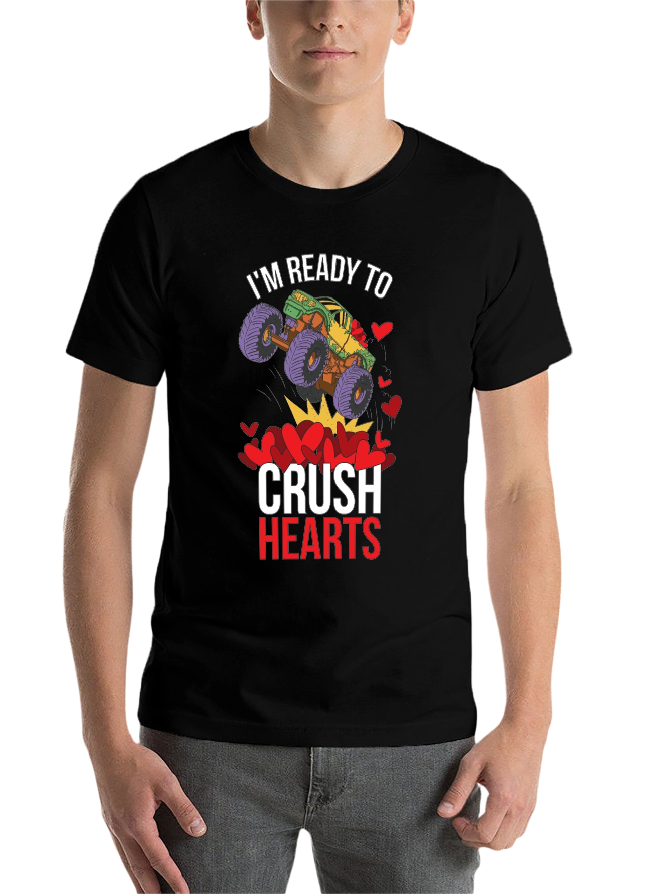 Black Ready to Crush Hearts Monster Truck T-Shirt view 7