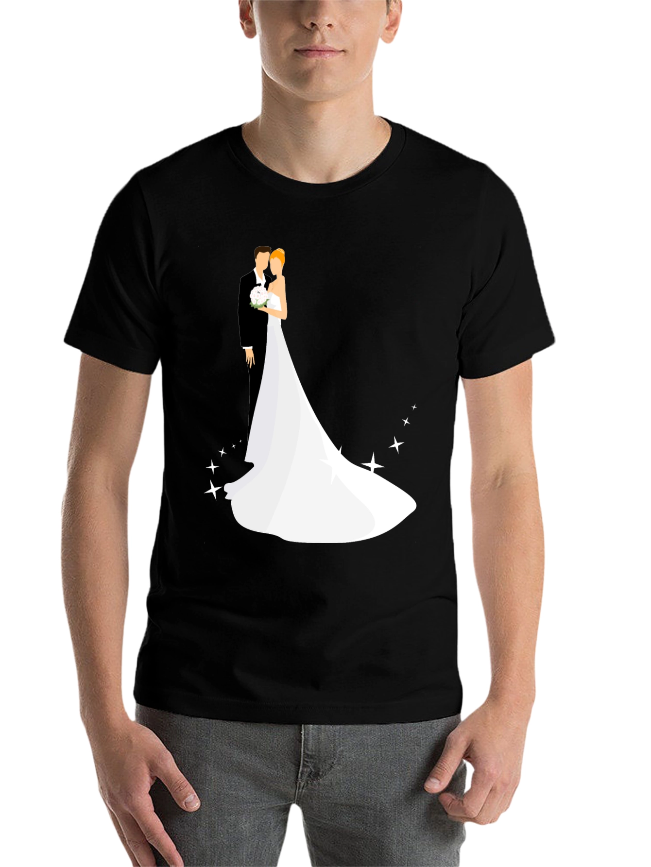 Black Wedding Couple Graphic Black T-Shirt view 7