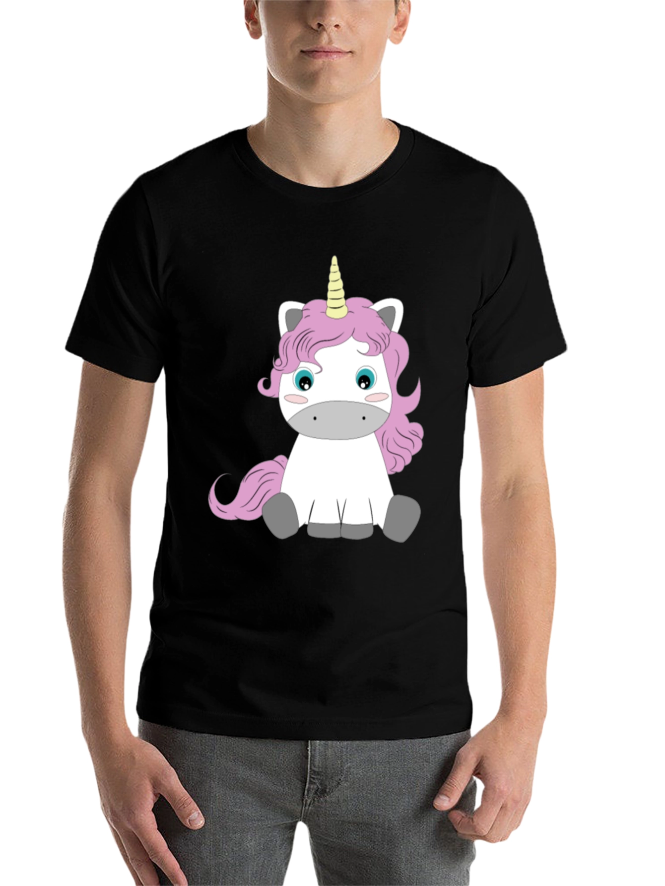 Black Unicorn Graphic Tee - Black Cotton Blend view 7