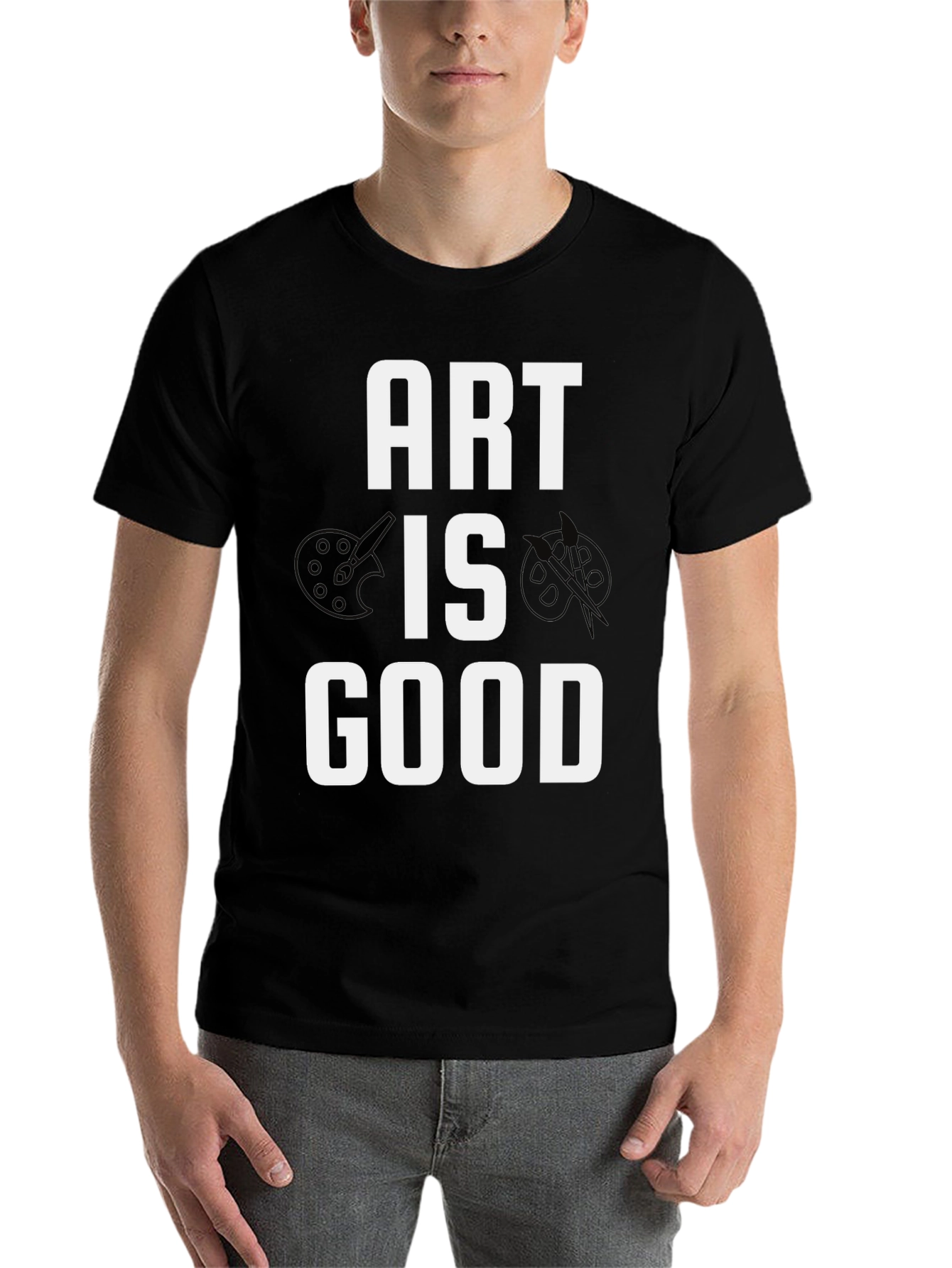 Black Art Is Good Men's Black Graphic Tee view 7