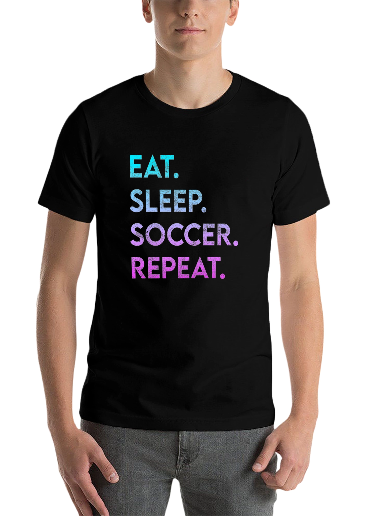 Black Eat Sleep Soccer Repeat T-Shirt view 7