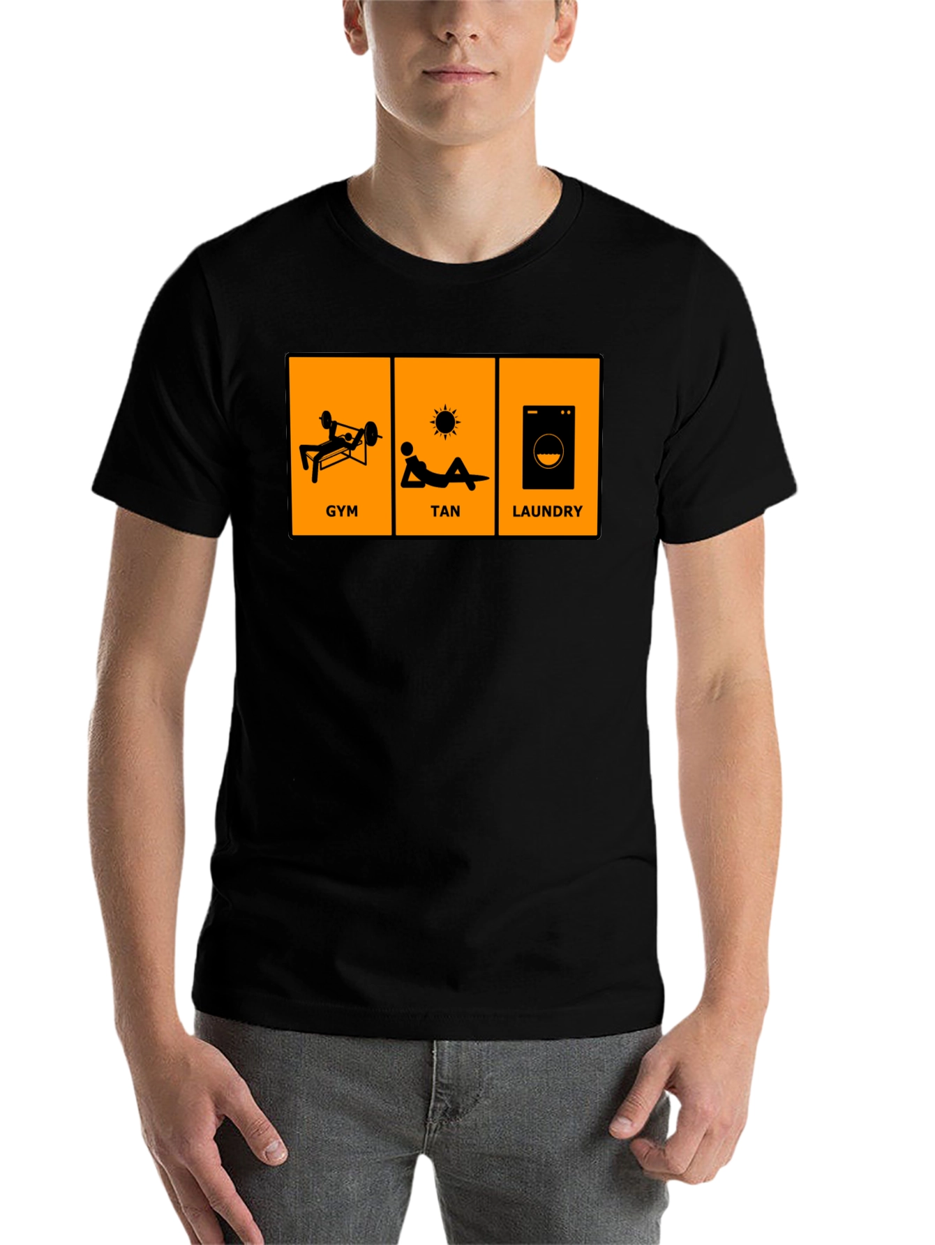 Black Gym, Tan, Laundry Graphic T-Shirt view 7