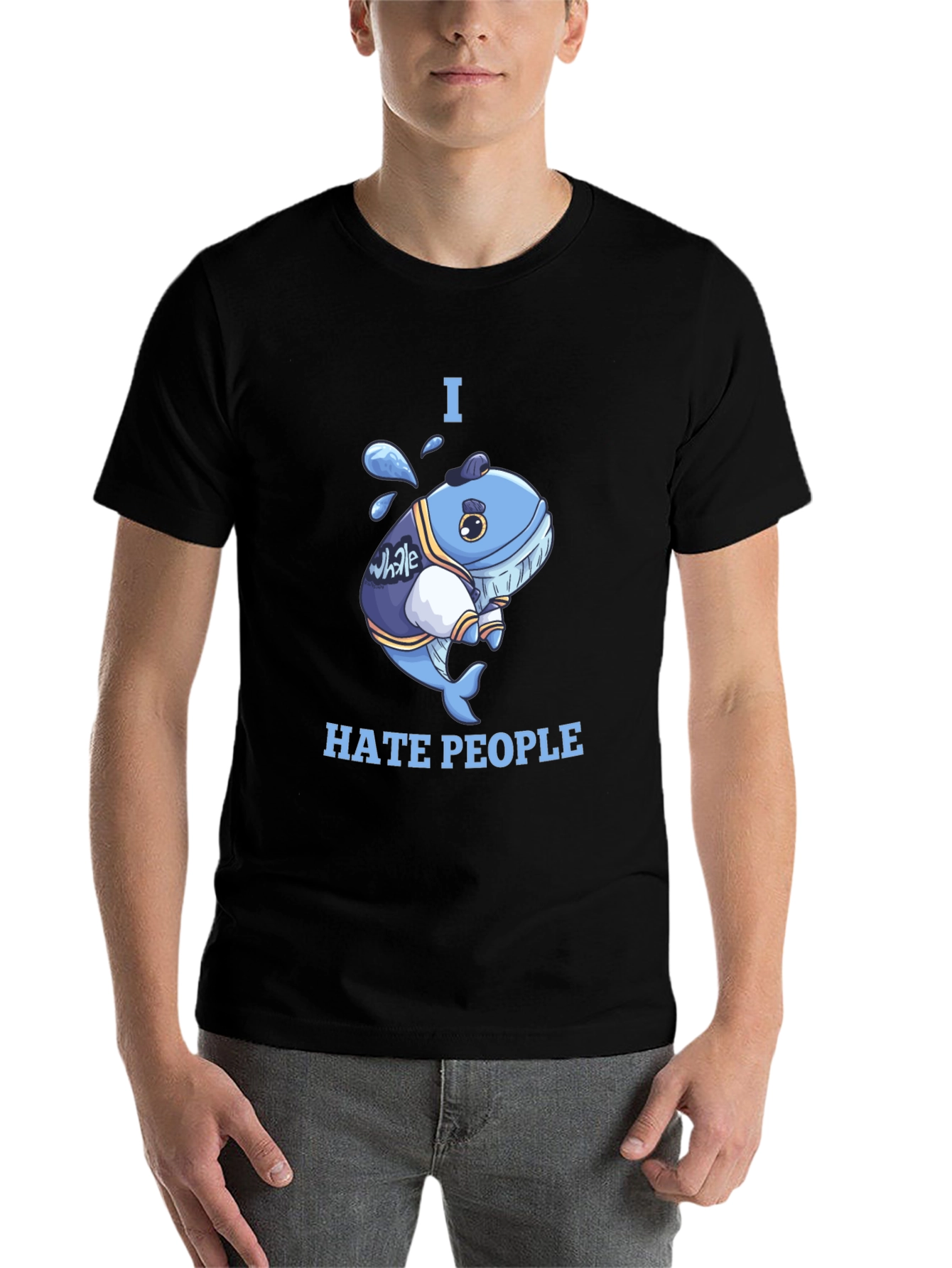 Black I Hate People Whale T-Shirt view 7