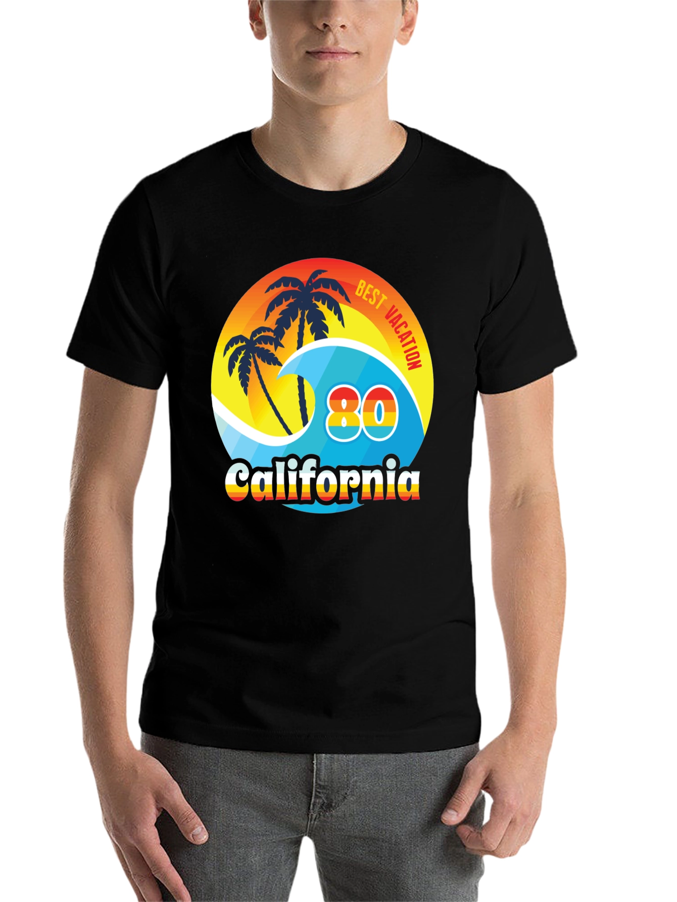 Black California 80's Best Vacation T-Shirt view 7