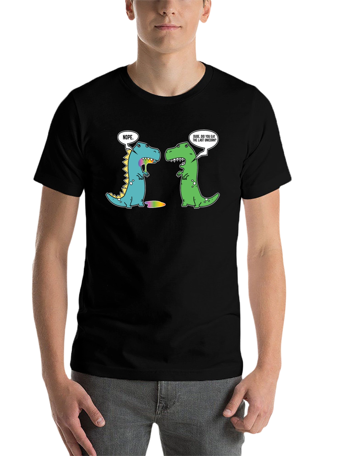 Black Dinosaur Unicorn T-Shirt - Funny Graphic Tee view 7