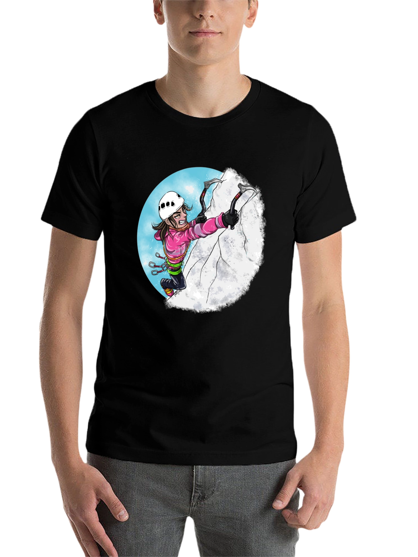 Black Climbing Cartoon Graphic Tee view 7