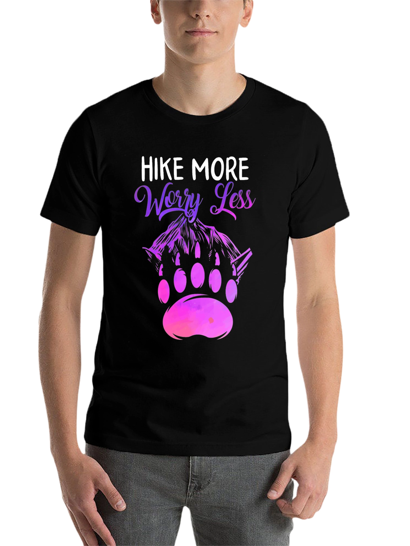Black Hike More Worry Less Graphic Tee view 7