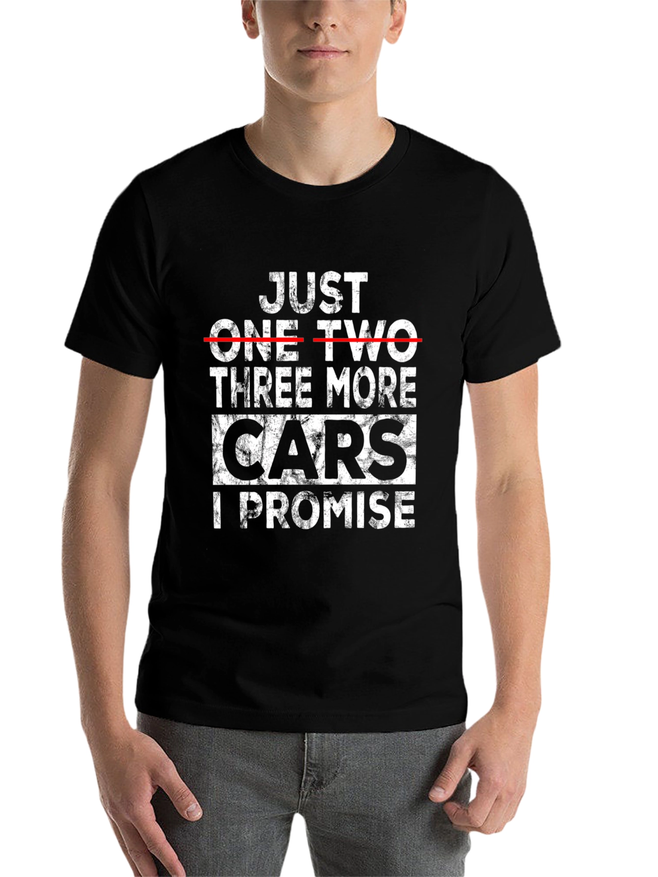 Black Just One, Two, Three More Cars I Promise Black T-Shirt view 7