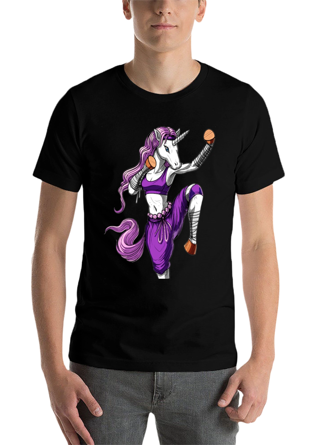 Black Martial Arts Unicorn T-Shirt view 7