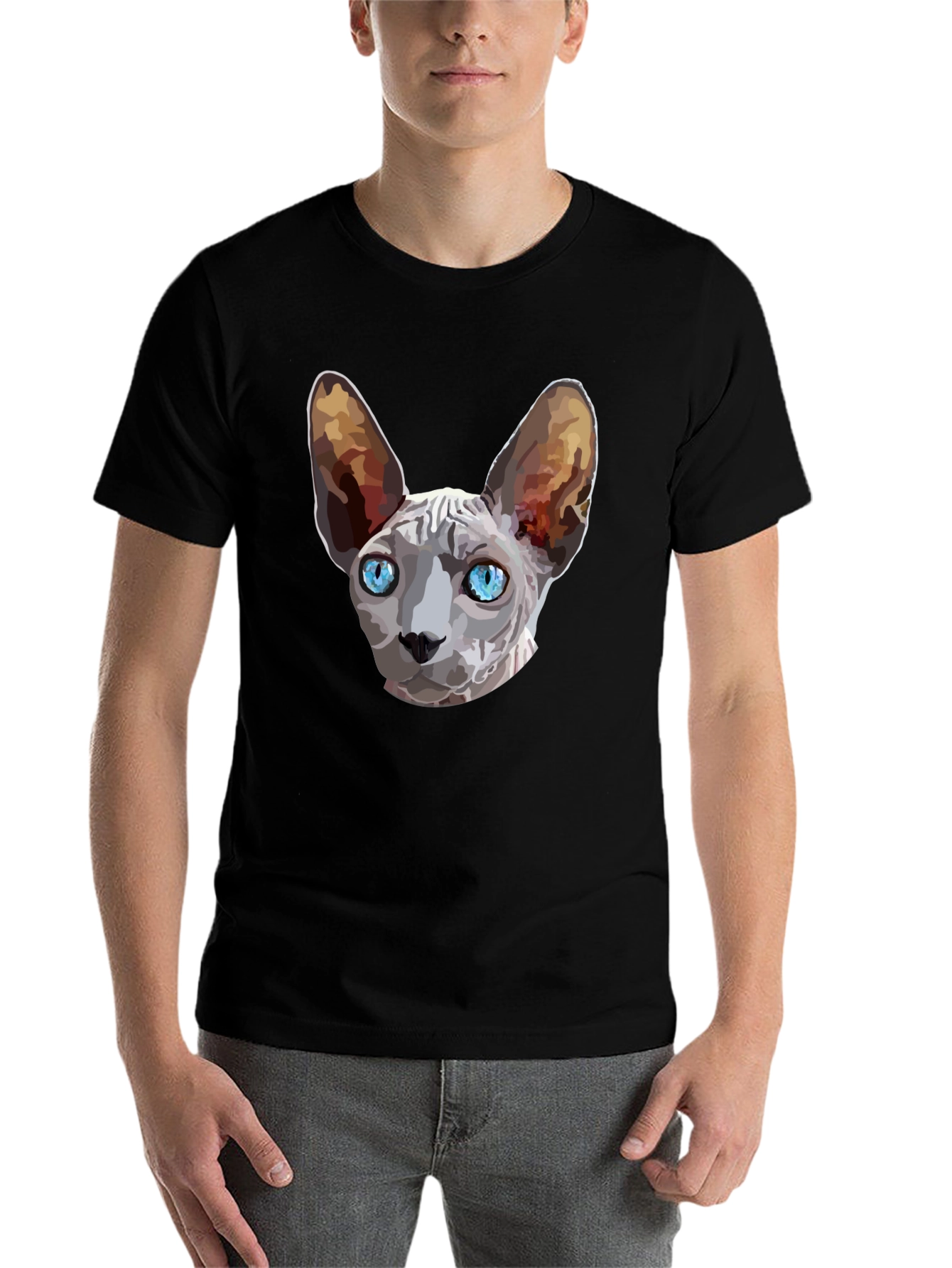 Black Sphynx Cat Graphic T-Shirt - Unique Design Tee view 7