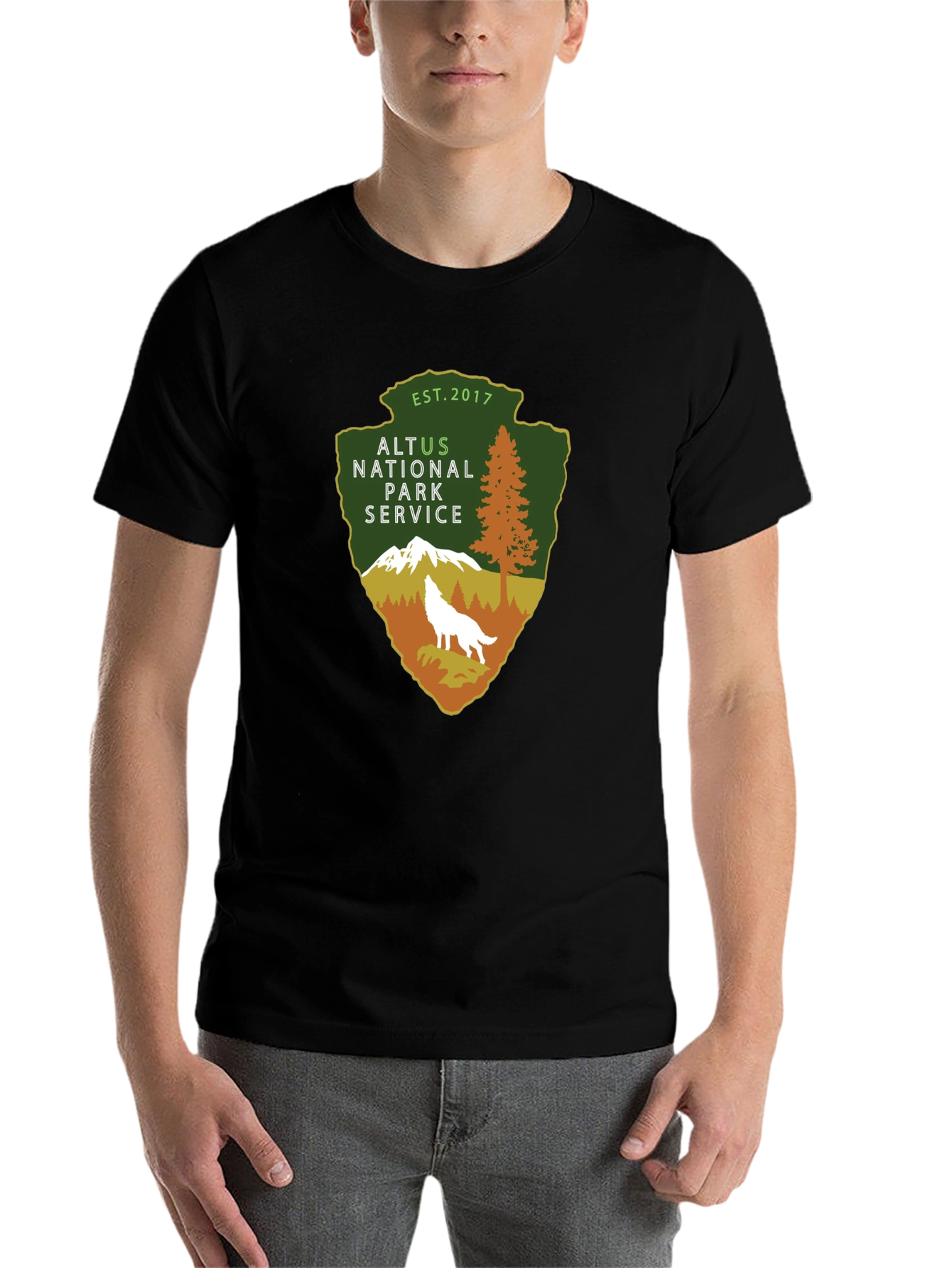 Black Altus National Park Service Arrowhead T-Shirt view 7