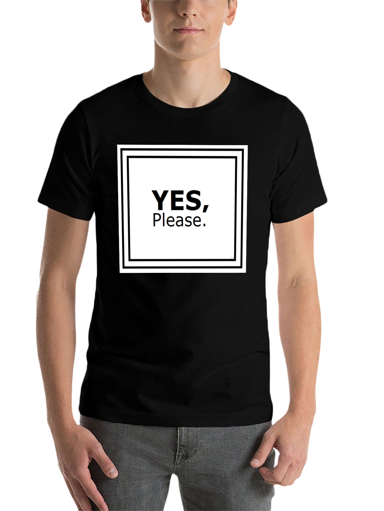 Black Yes, Please T-Shirt - Bold Graphic Tee view 7