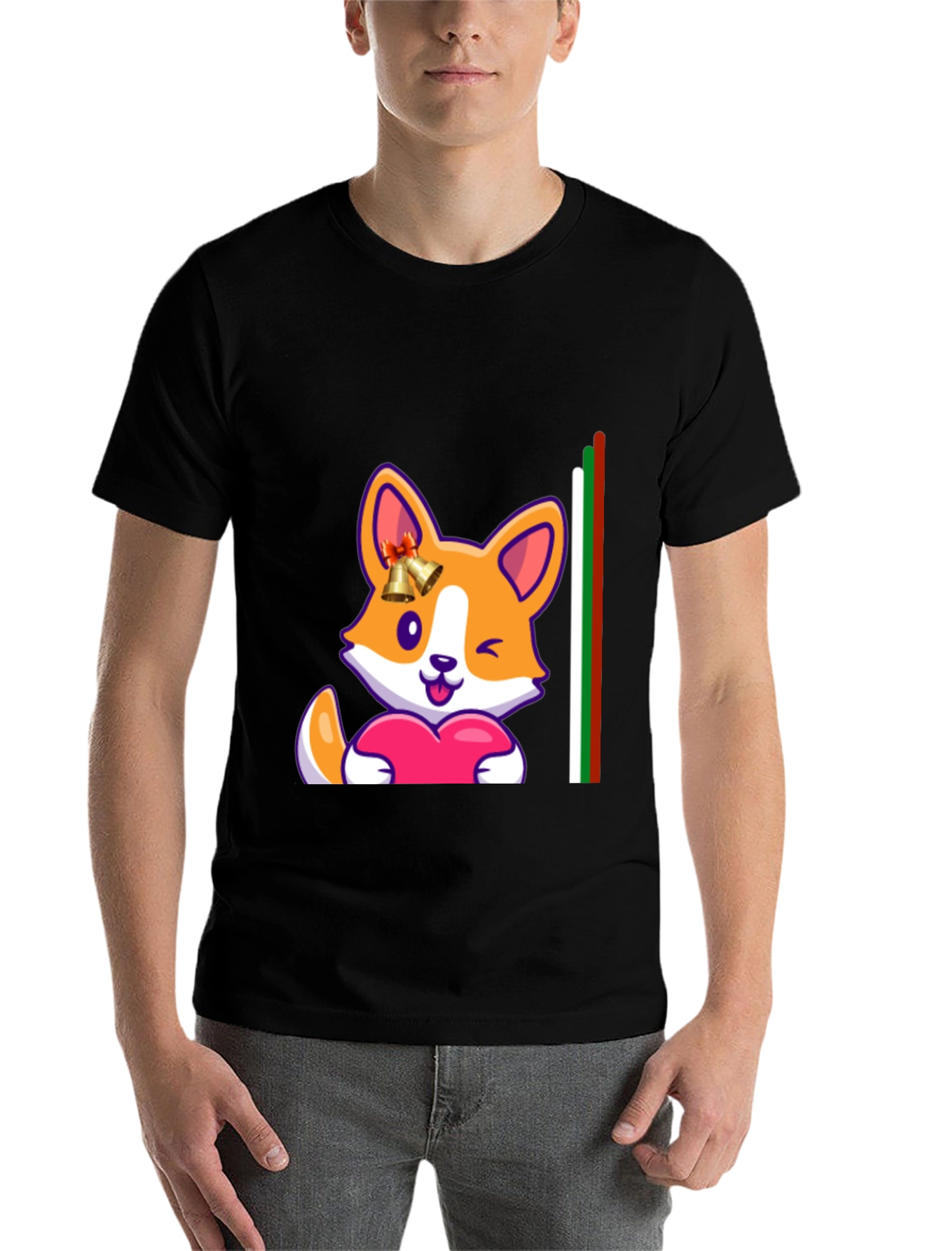 Black Corgi Love Heart Tee - Cute Graphic Print view 7