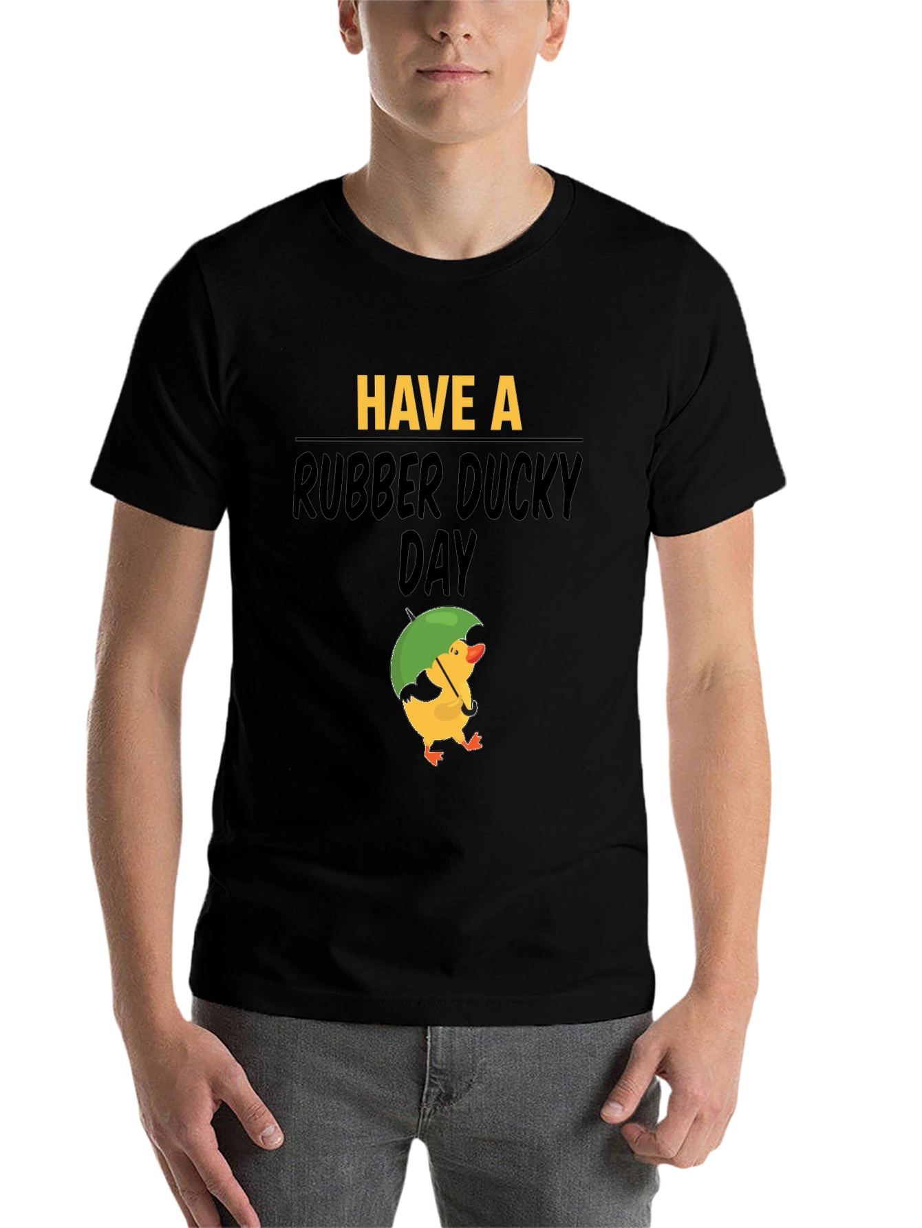 Black Rubber Ducky Day Graphic Tee - Black Cotton T-Shirt view 7