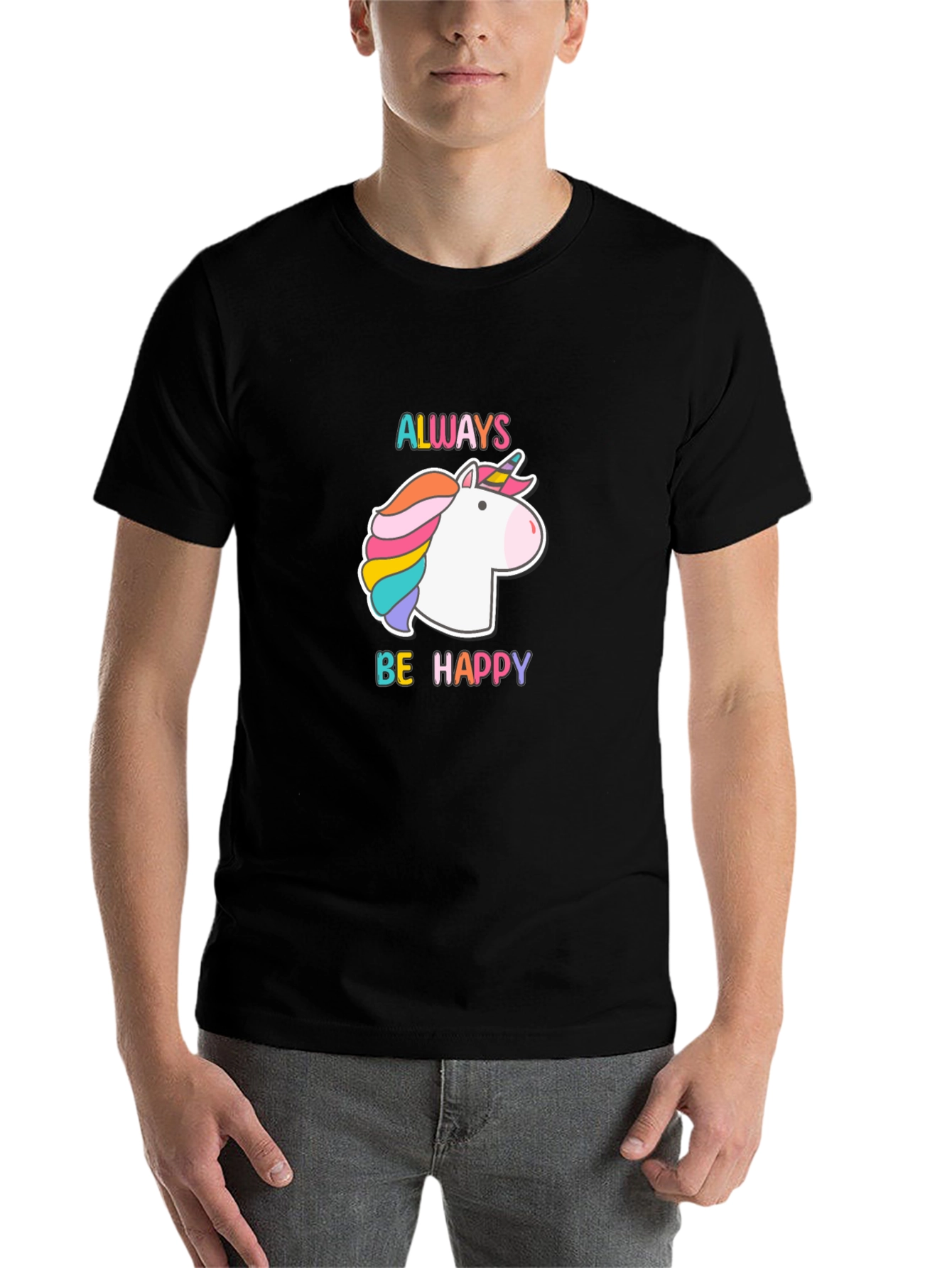 Black Unicorn 'Always Be Happy' Black Tee view 7