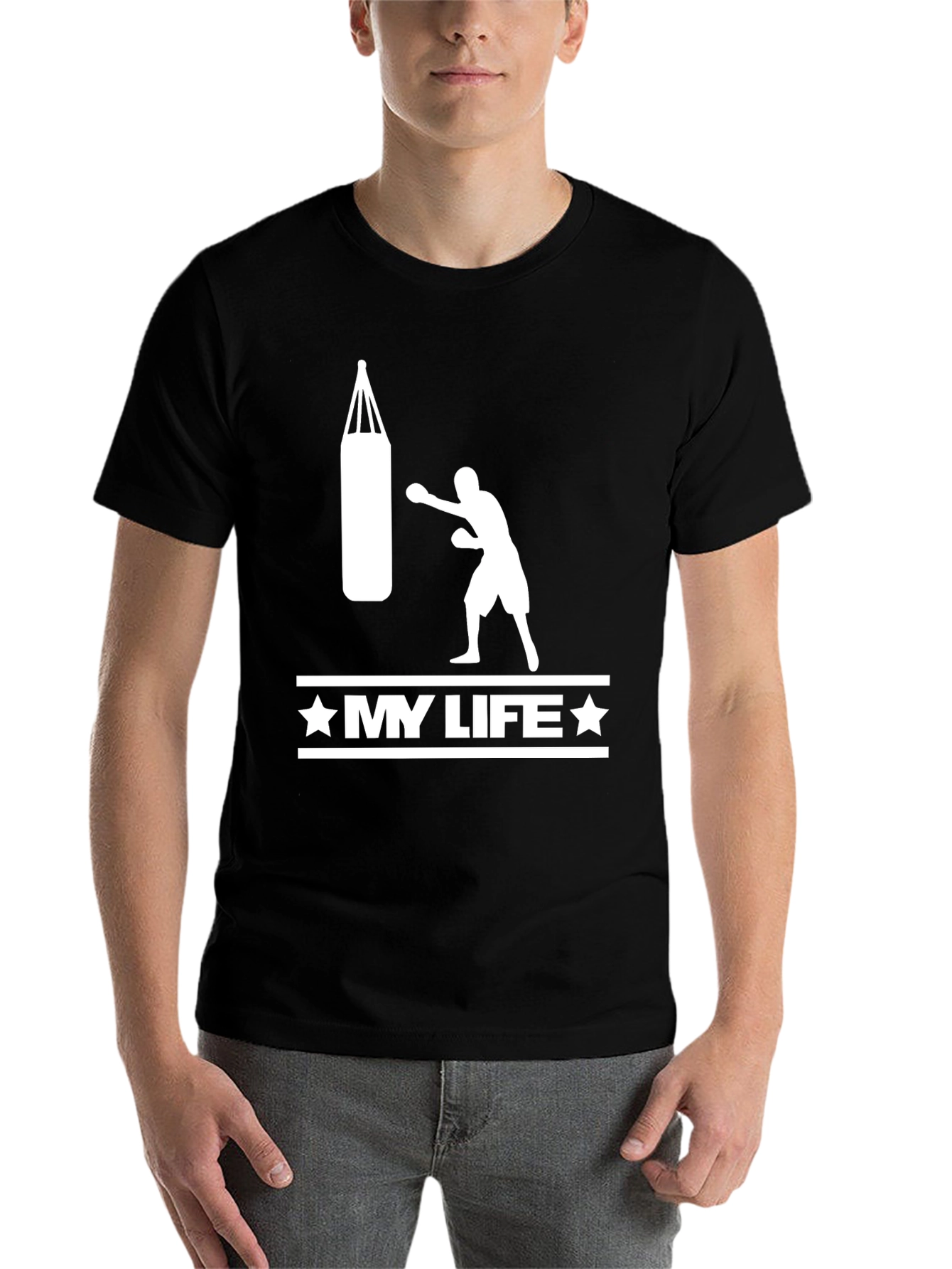 Black Boxing My Life T-Shirt - Punching Bag Graphic Tee view 7