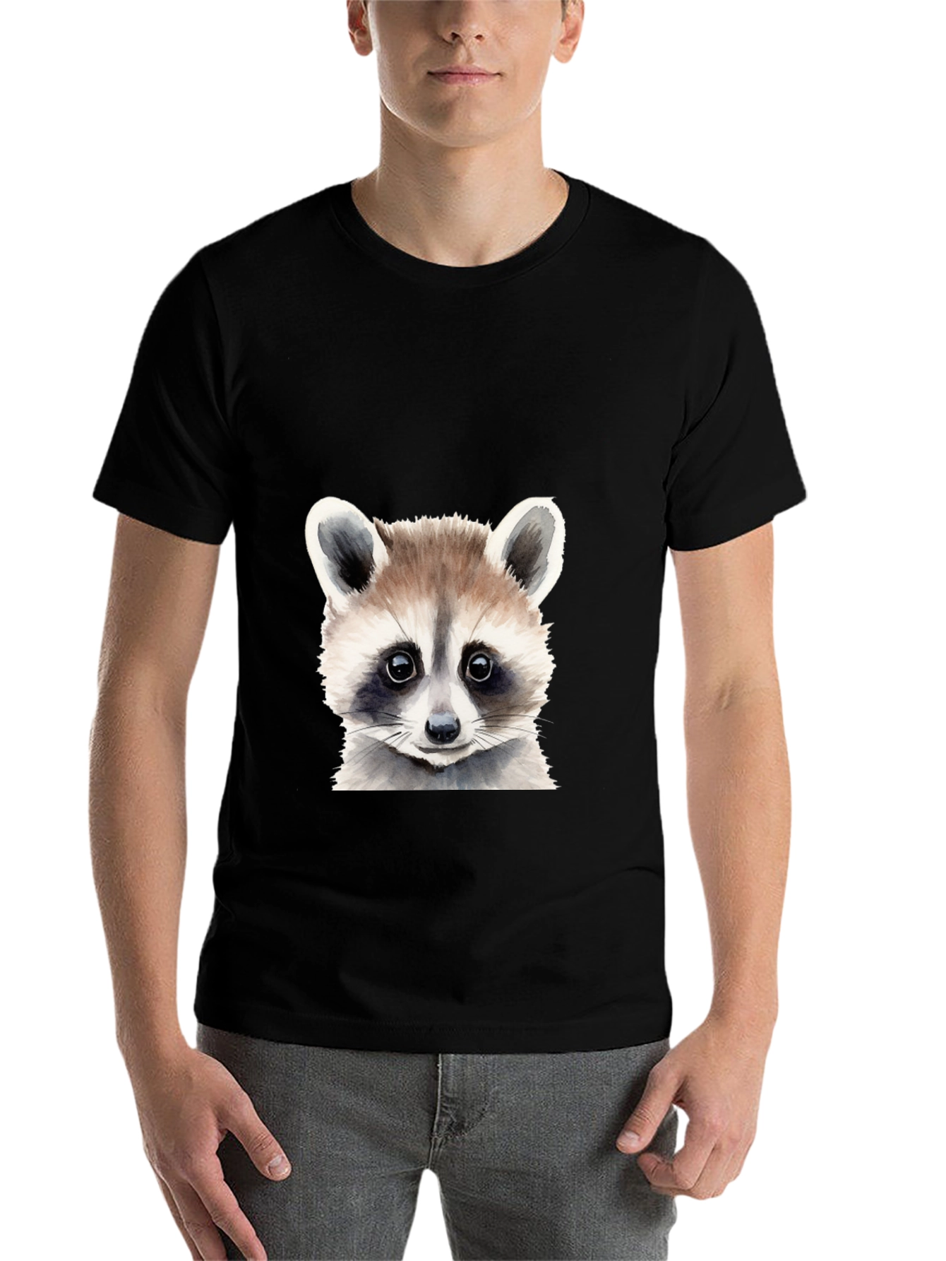 Black Raccoon Graphic Tee - Soft Cotton Black T-Shirt view 7