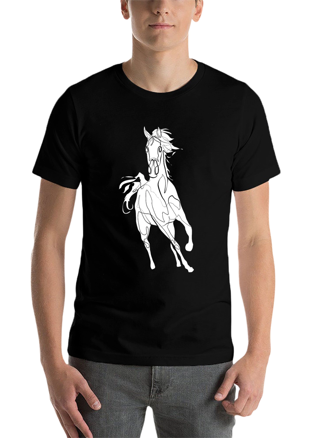 Black Black Horse Graphic T-Shirt - Stylish Men's Tee view 7