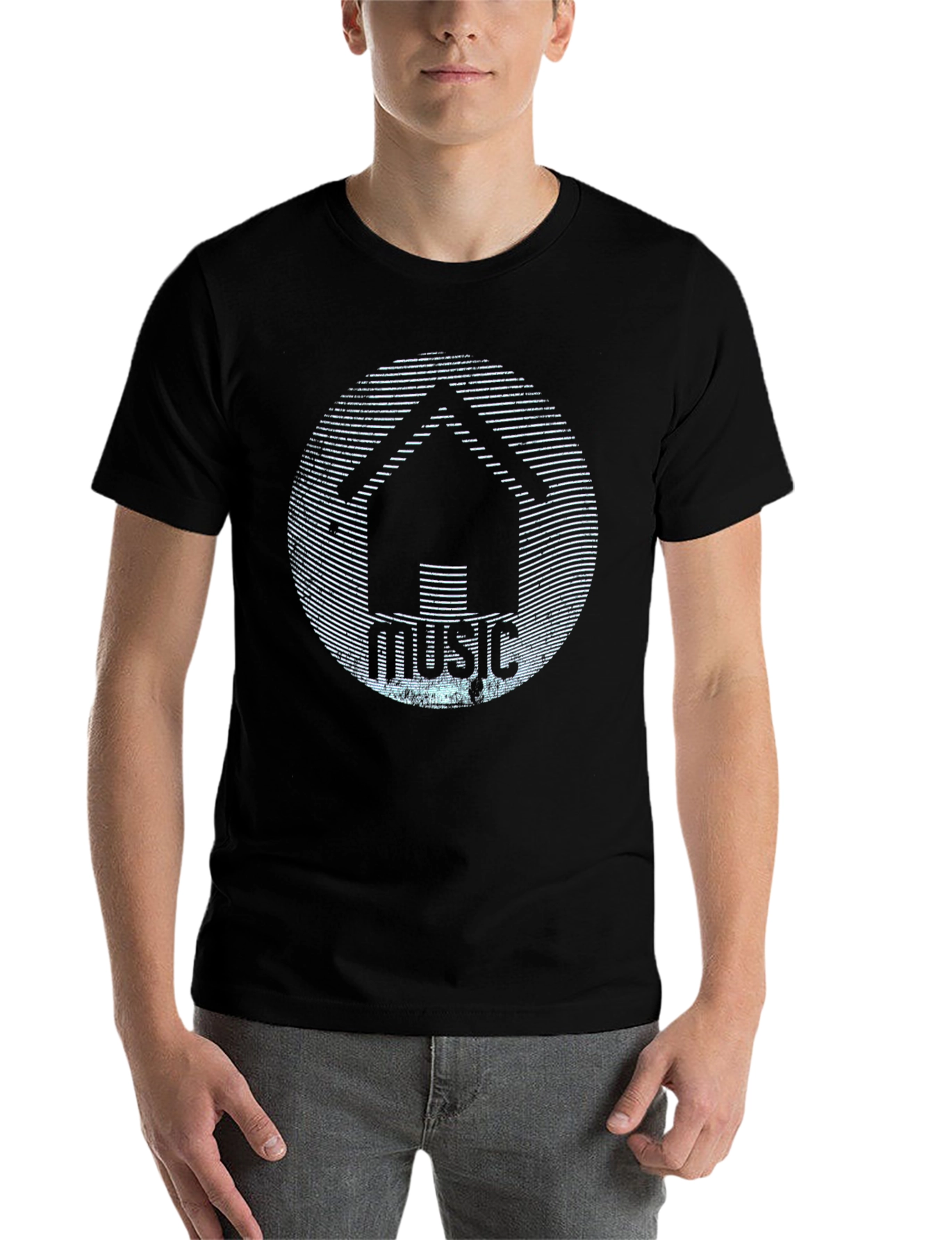 Black House Music Graphic T-Shirt - Black Crew Neck Tee view 7