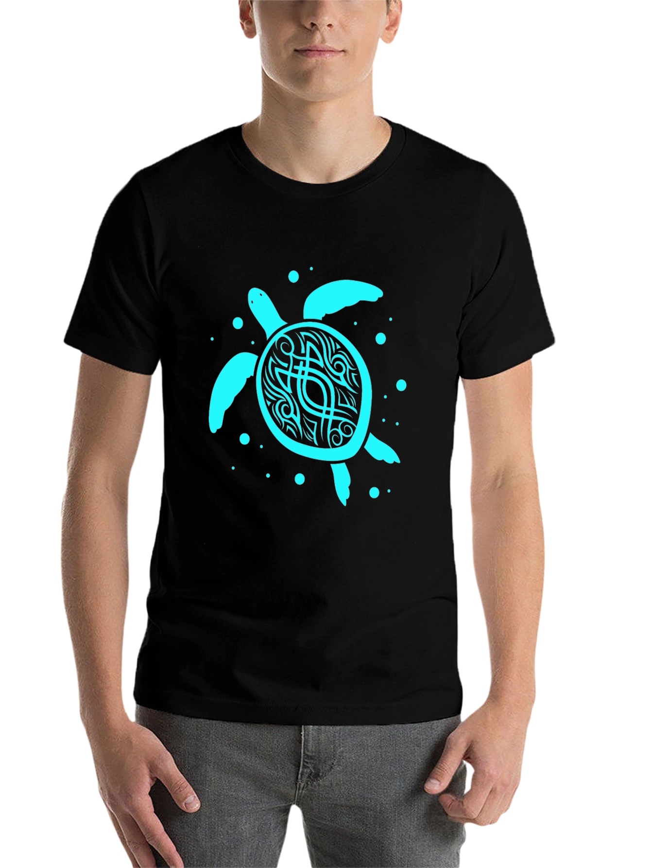 Black Men's Turtle Graphic Tee - Black view 7