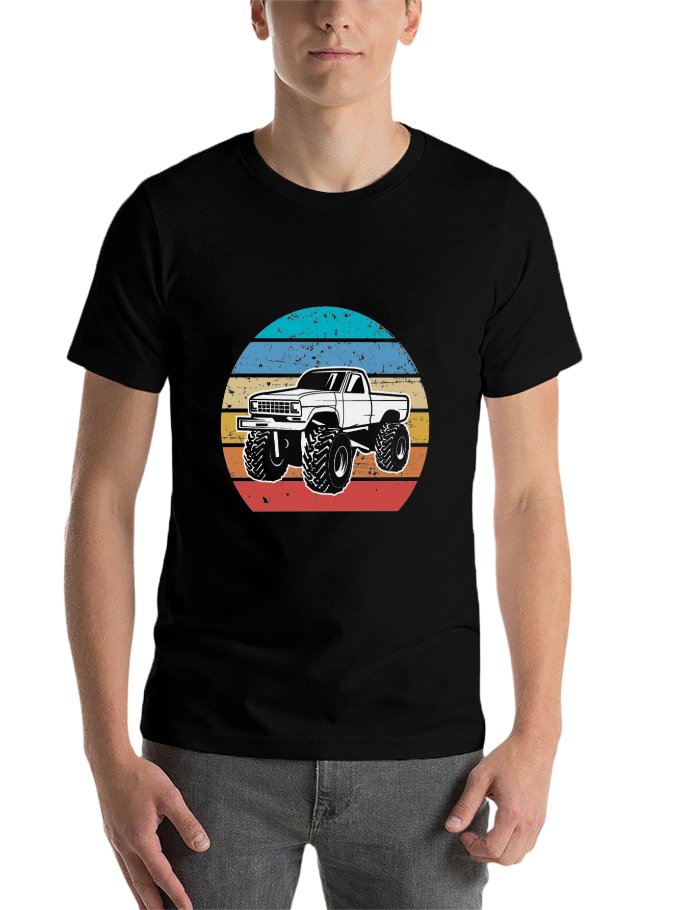 Black Retro Truck T-Shirt - Vintage Style Monster Truck Tee view 7
