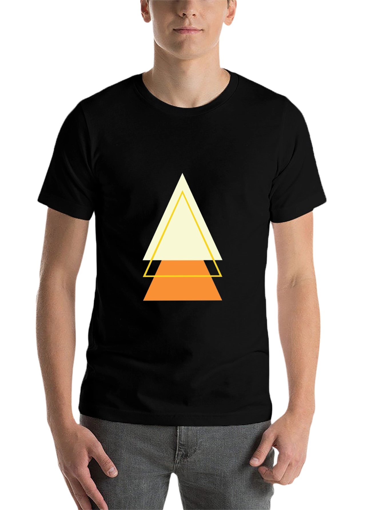 Black Geometric Triangle Graphic Tee - Modern Minimalist Design view 7
