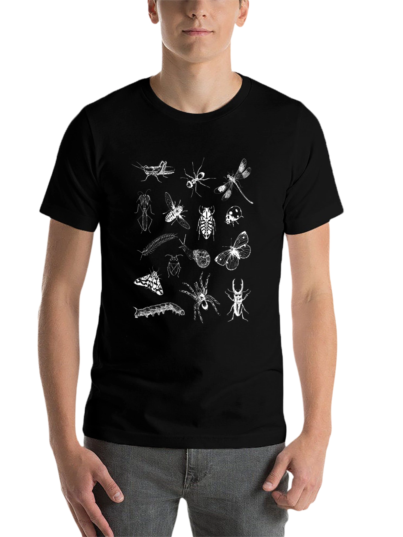 Black Insect Sketch Graphic Tee - Unisex Black T-Shirt view 7