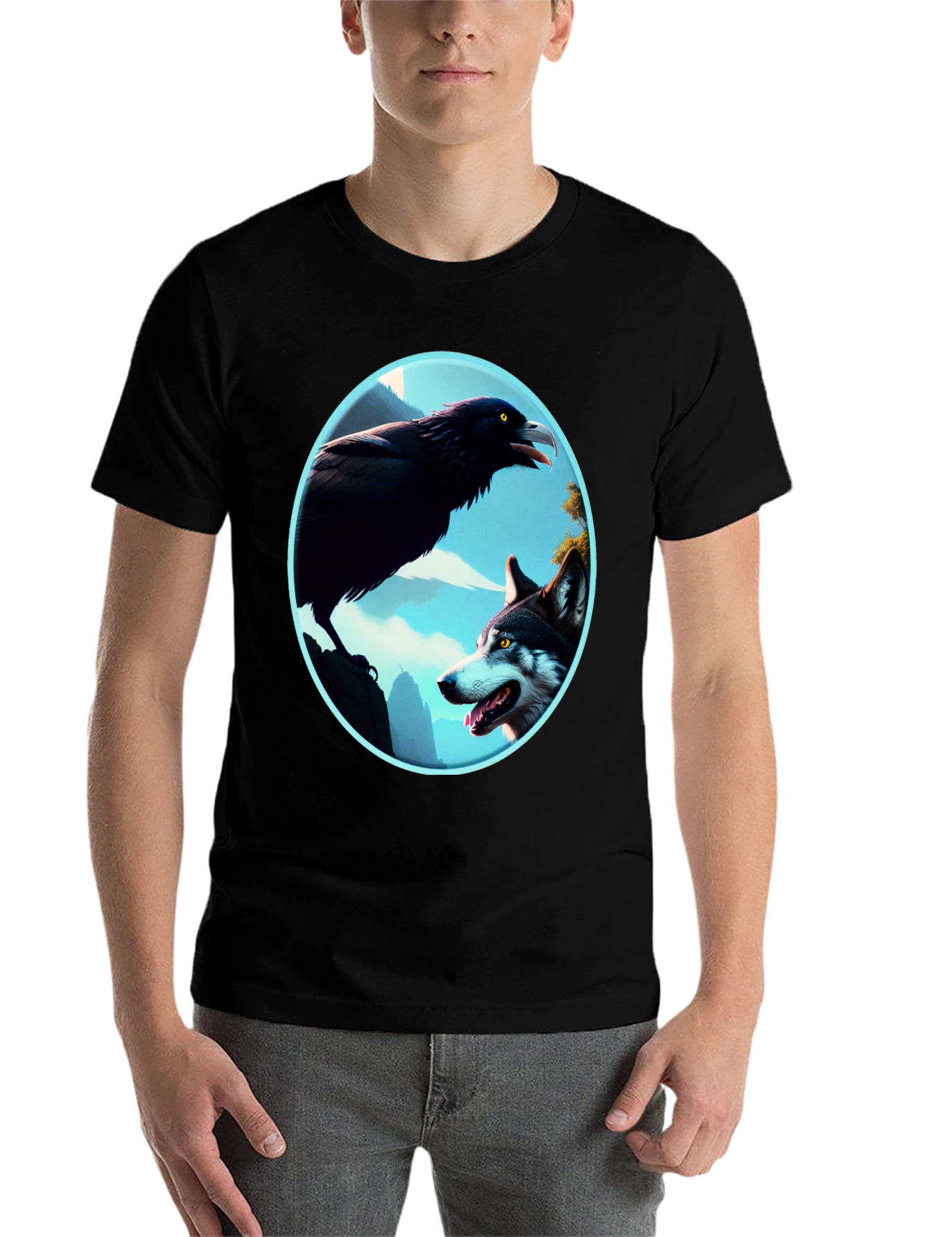 Black Raven and Wolf Graphic Tee view 7