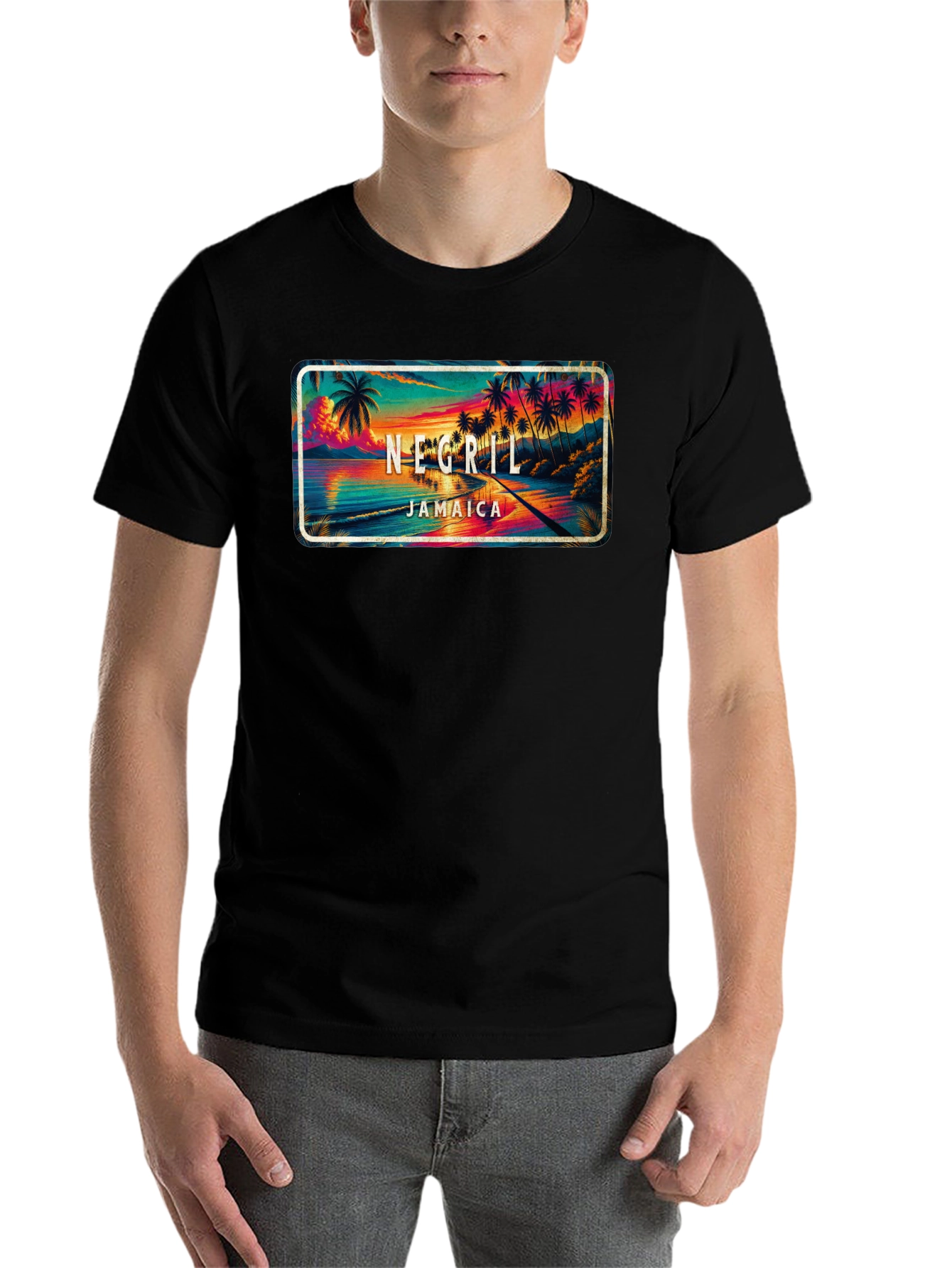 Negril Jamaica Graphic T-Shirt - Tropical Beach Design - 7