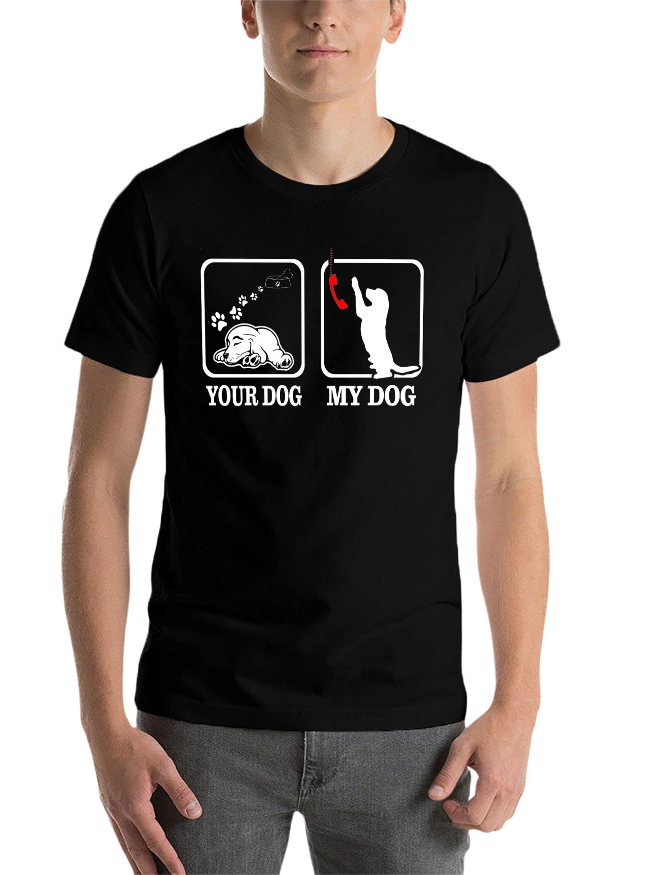 Black Humorous "Your Dog vs. My Dog" Graphic T-Shirt view 7