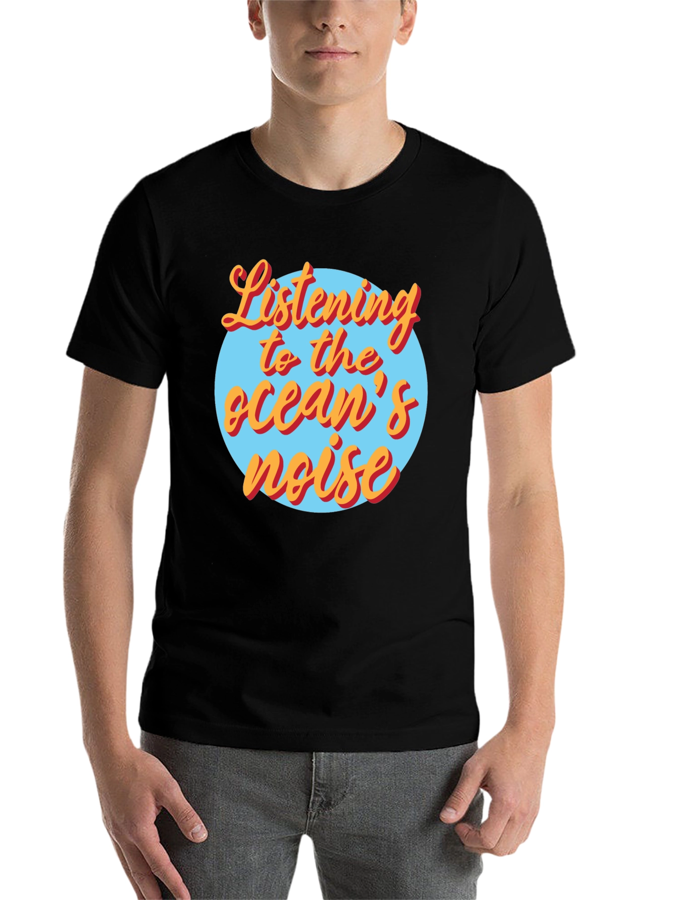 Black Listening to the Ocean's Noise Graphic Tee view 7